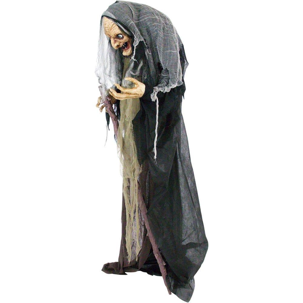 Haunted Hill Farm Life-Size Poseable Witch with Lights and Sound, Indoor/Covered Outdoor Halloween Decoration