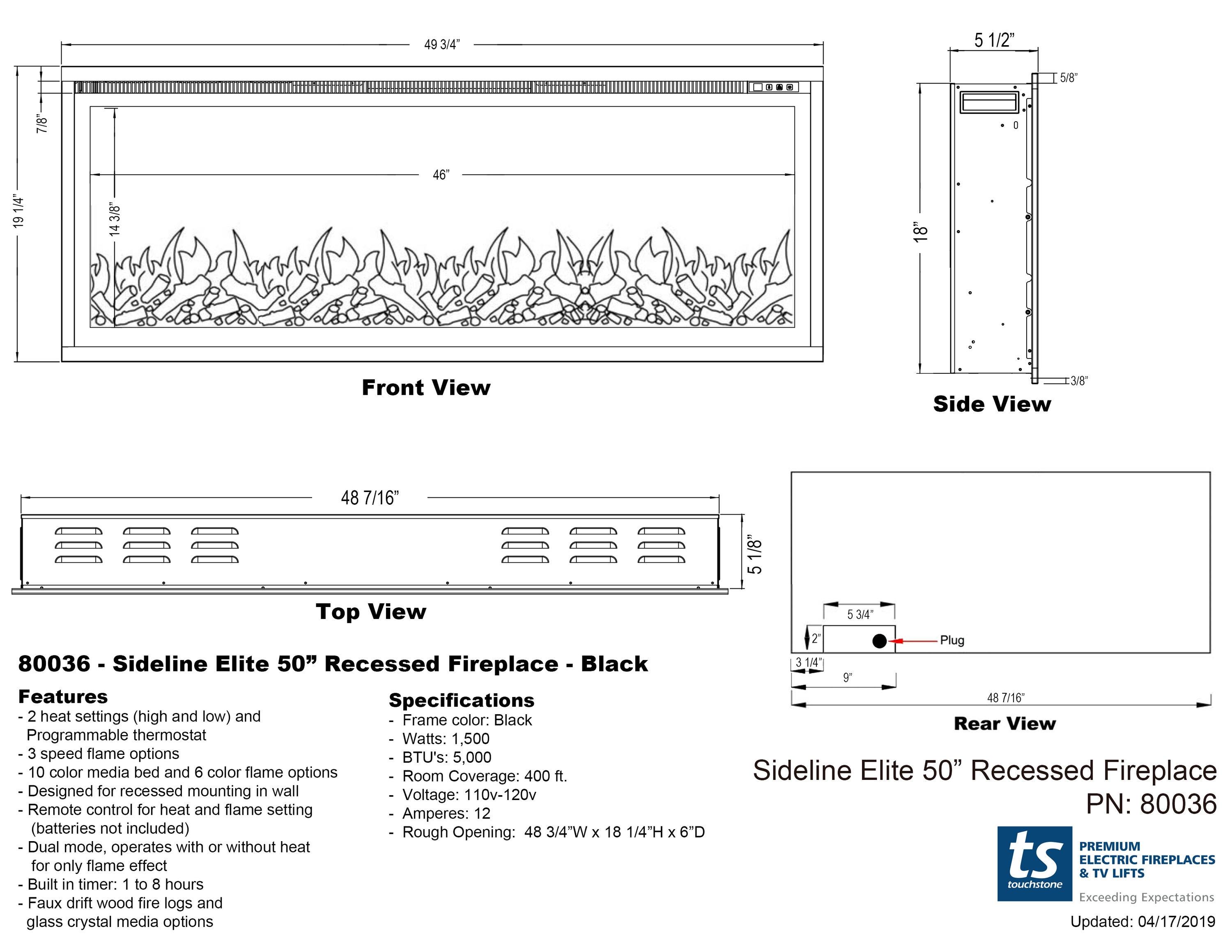 Sideline Elite Smart Electric Fireplace