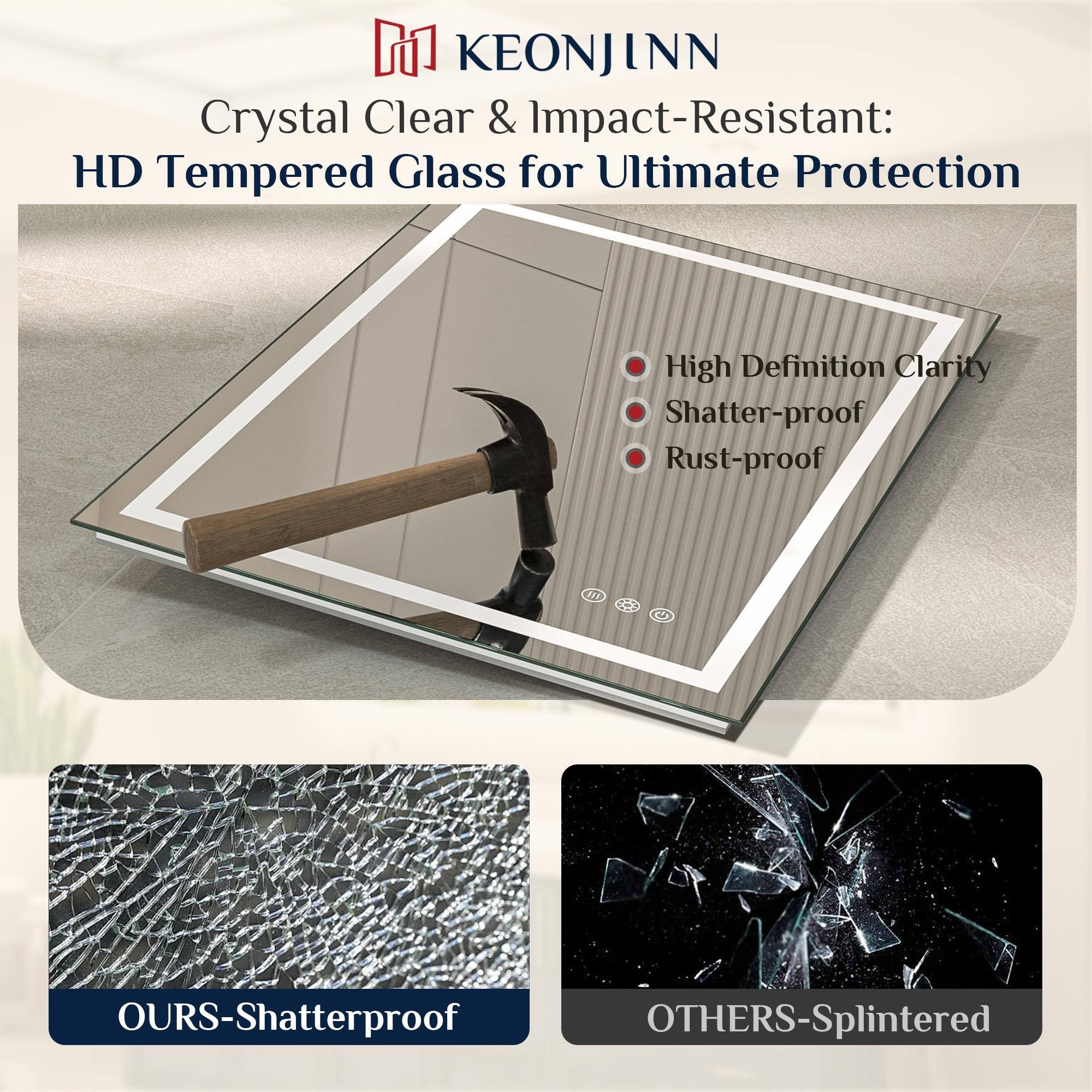 Keonjinn LED Bathroom Vanity Mirror, Front Light & Backlit, 3 Color Temperatures, Anti Fog, Double Lights Strips, 24"x32"