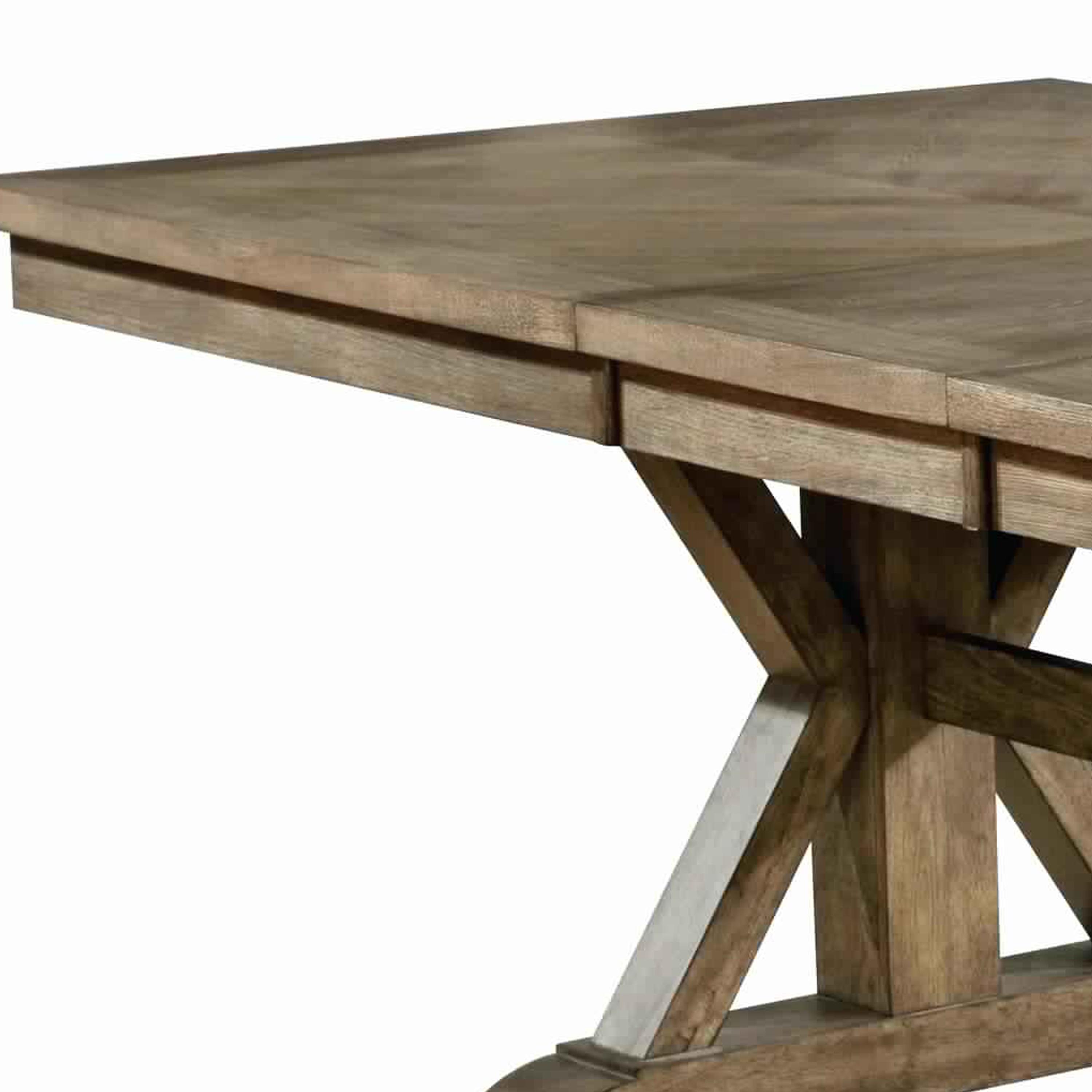 Mesa de Comedor de Madera de Estilo Transicional con Base de Caballete, Marrón