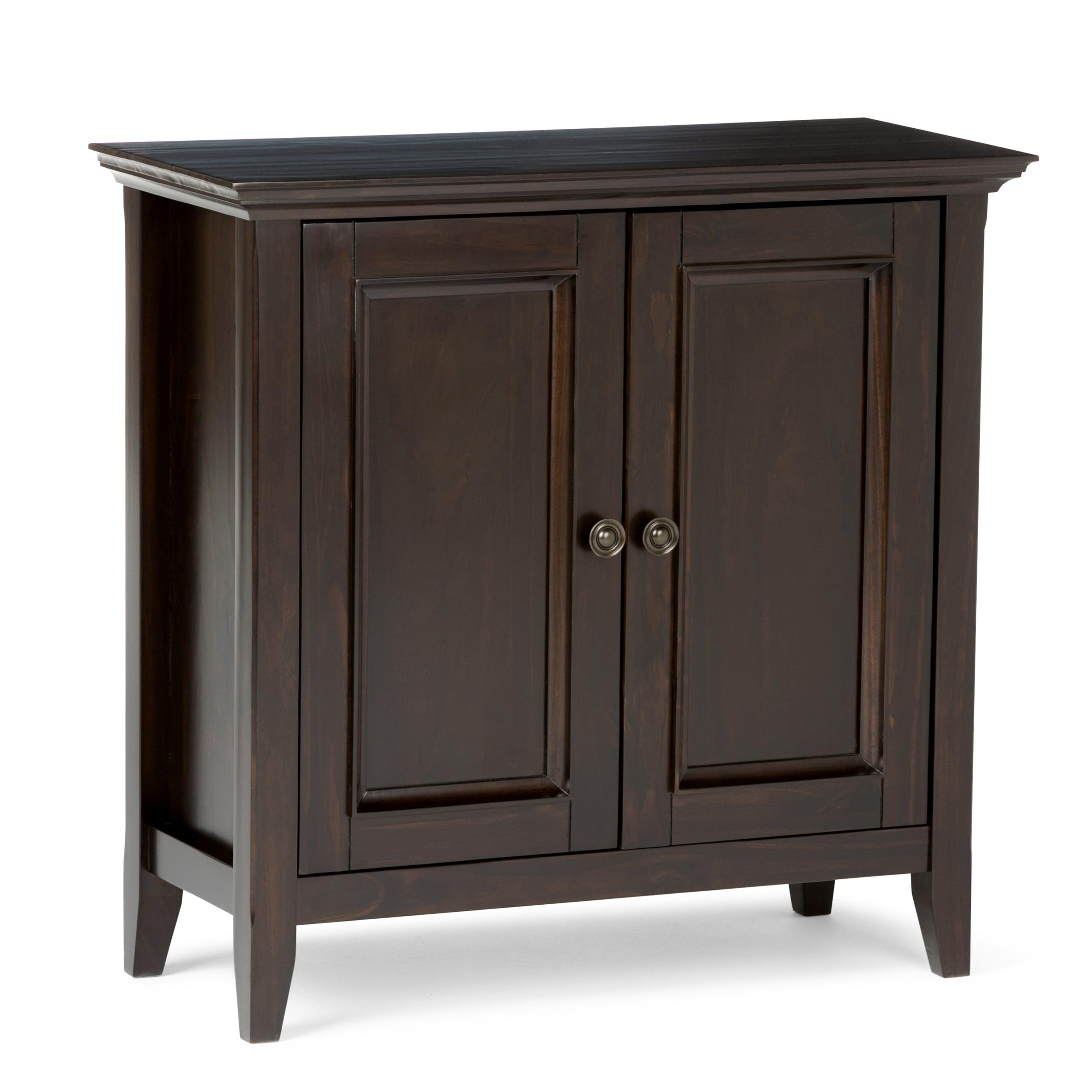 Simpli Home Amherst Solid Wood Low Storage Cabinet in Hickory Brown