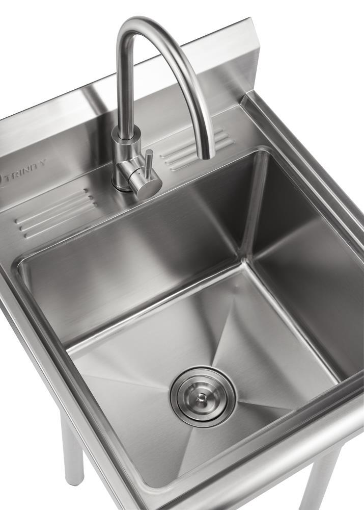 TRINITY EcoStorage 21.5 in. W x 49.3 in. H x 24 in. D NSF Stainless Steel Utility Sink w/ Faucet