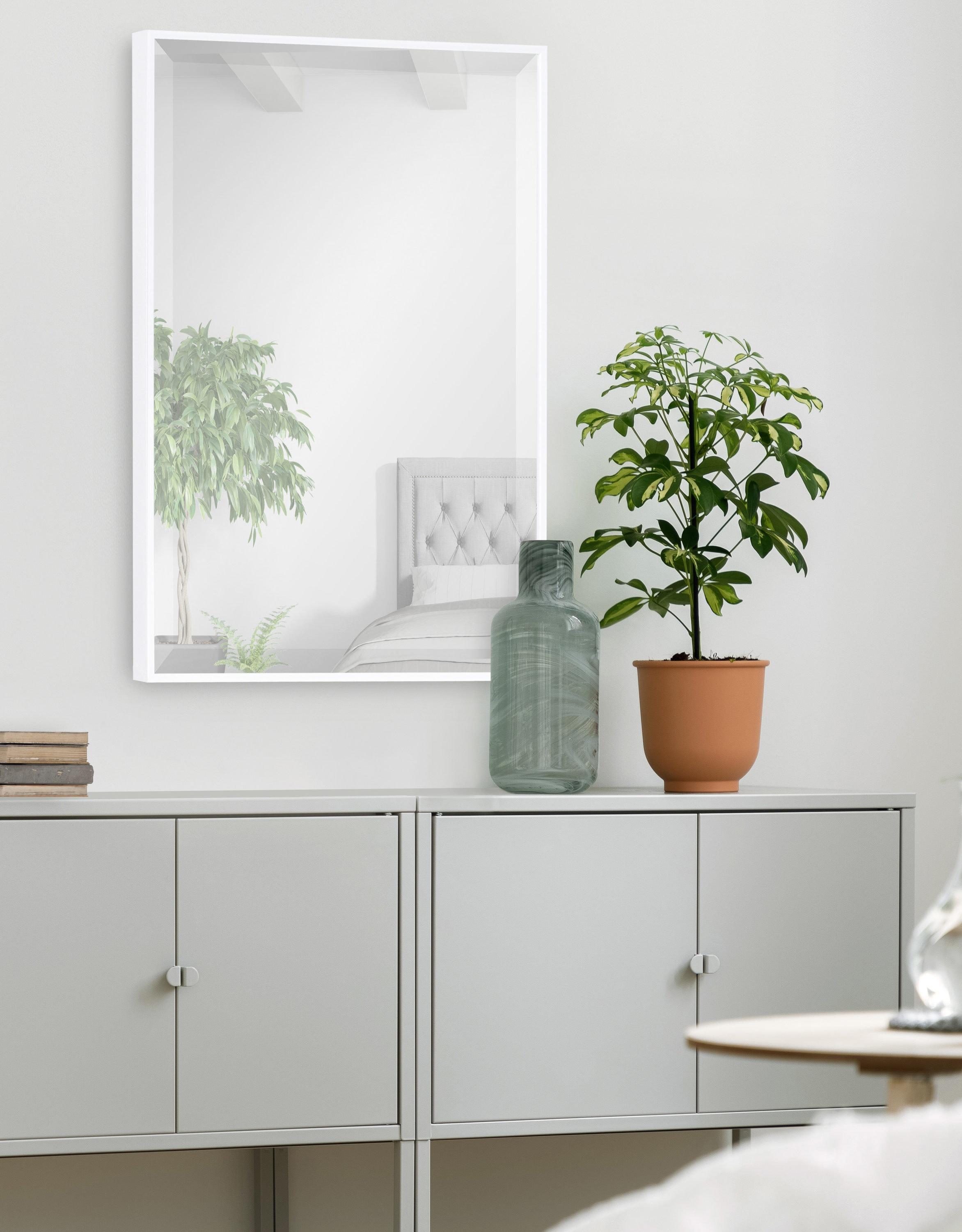 18.7" x 24.7" Rhodes Rectangle Wall Mirror White - Kate & Laurel All Things Decor: Beveled, Plastic Frame, No Assembly