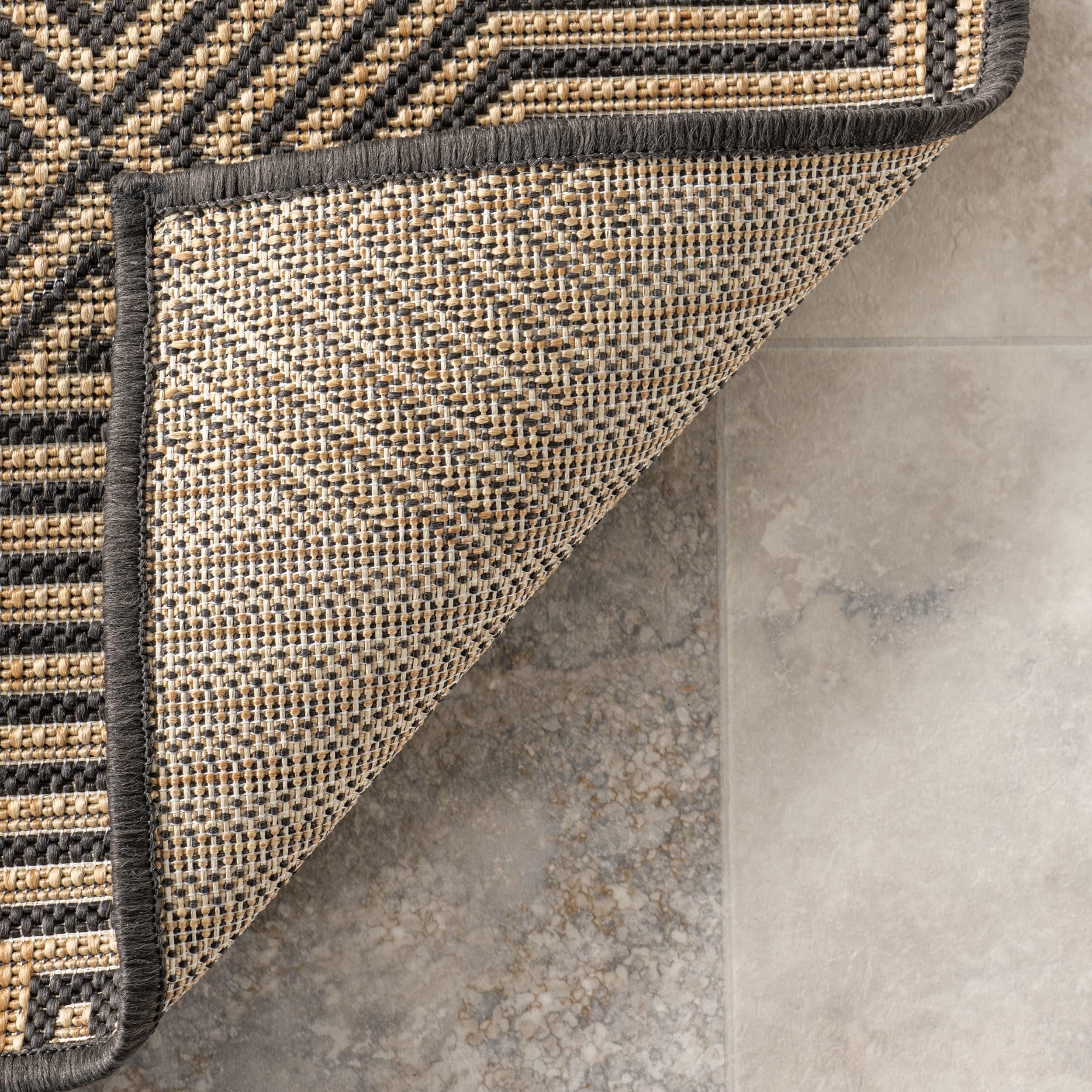 Nuloom Kelsey Geometric 7x9 Indoor/Outdoor Area Rug for Living Room Patio Deck Front Porch Kitchen, Charcoal/Brown