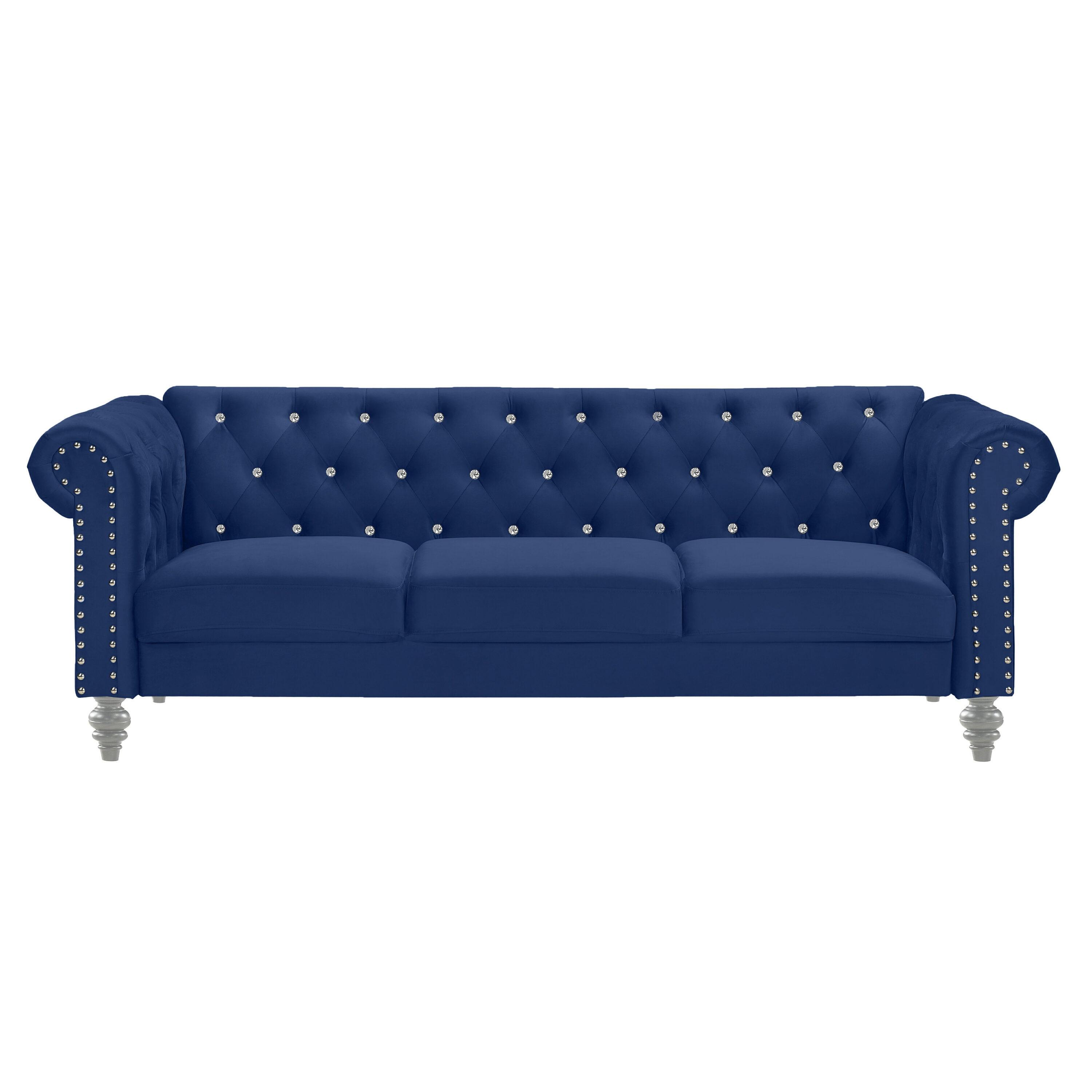 New Classic Emma 2-Piece Crystal Velvet Loveseat & Sofa Set in Royal Blue