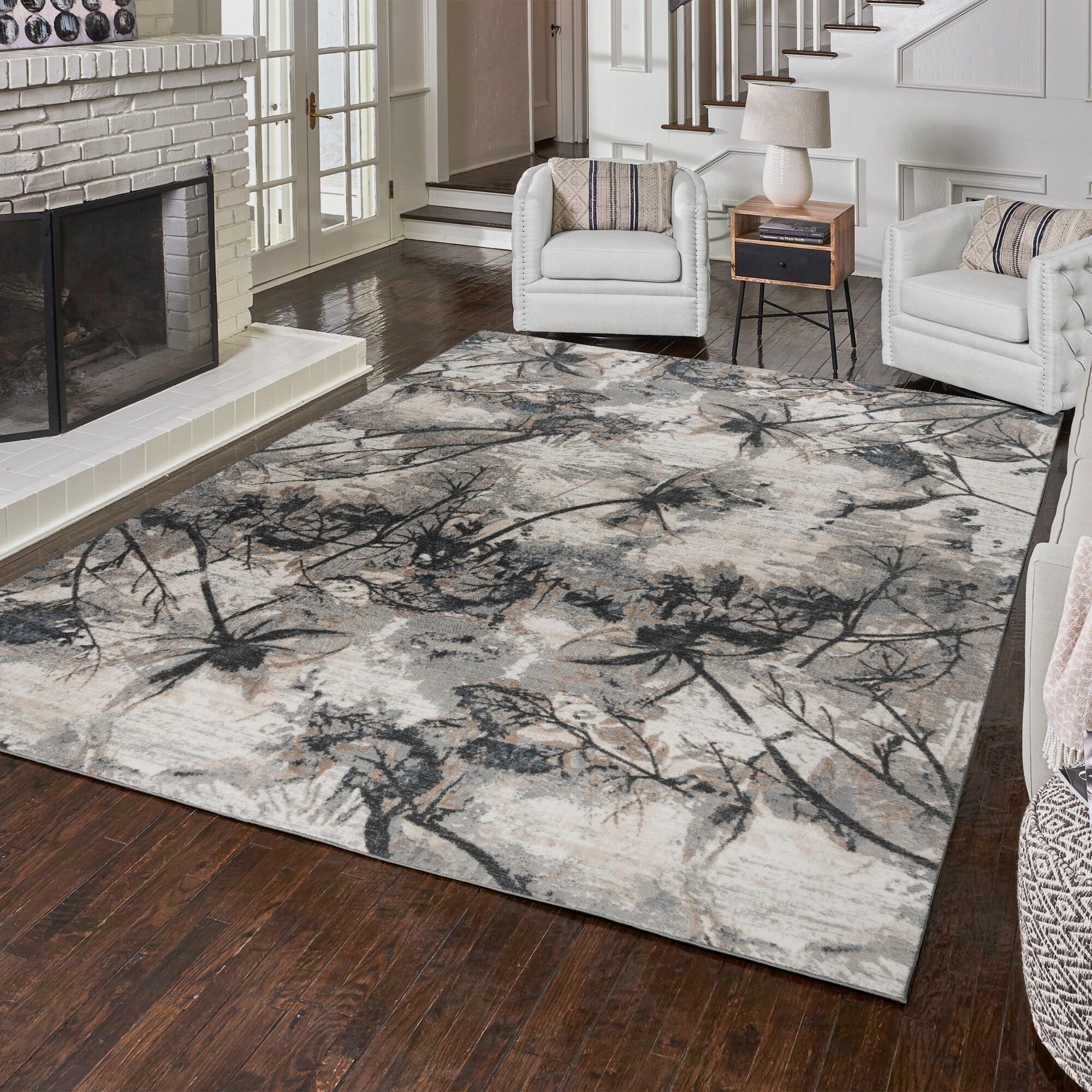 Gertmenian Quattro Scalia Modern Abstract Gray Polyester Polypropylene Indoor Area Rug, 5'3"x7'