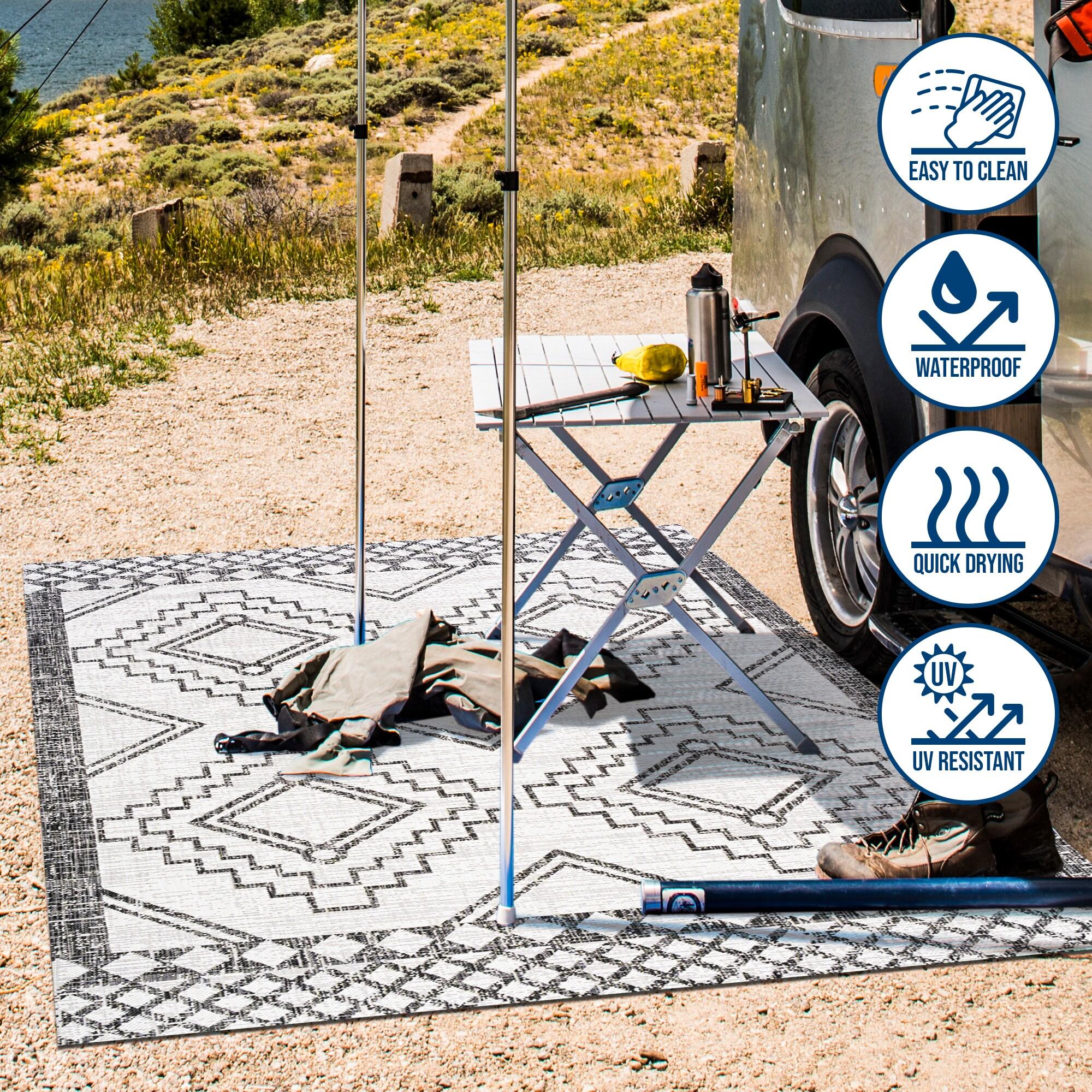 3'x5' Marokko Diamond  Medallion Indoor/Outdoor Area Rug, Ivory/Black - JONATHAN Y