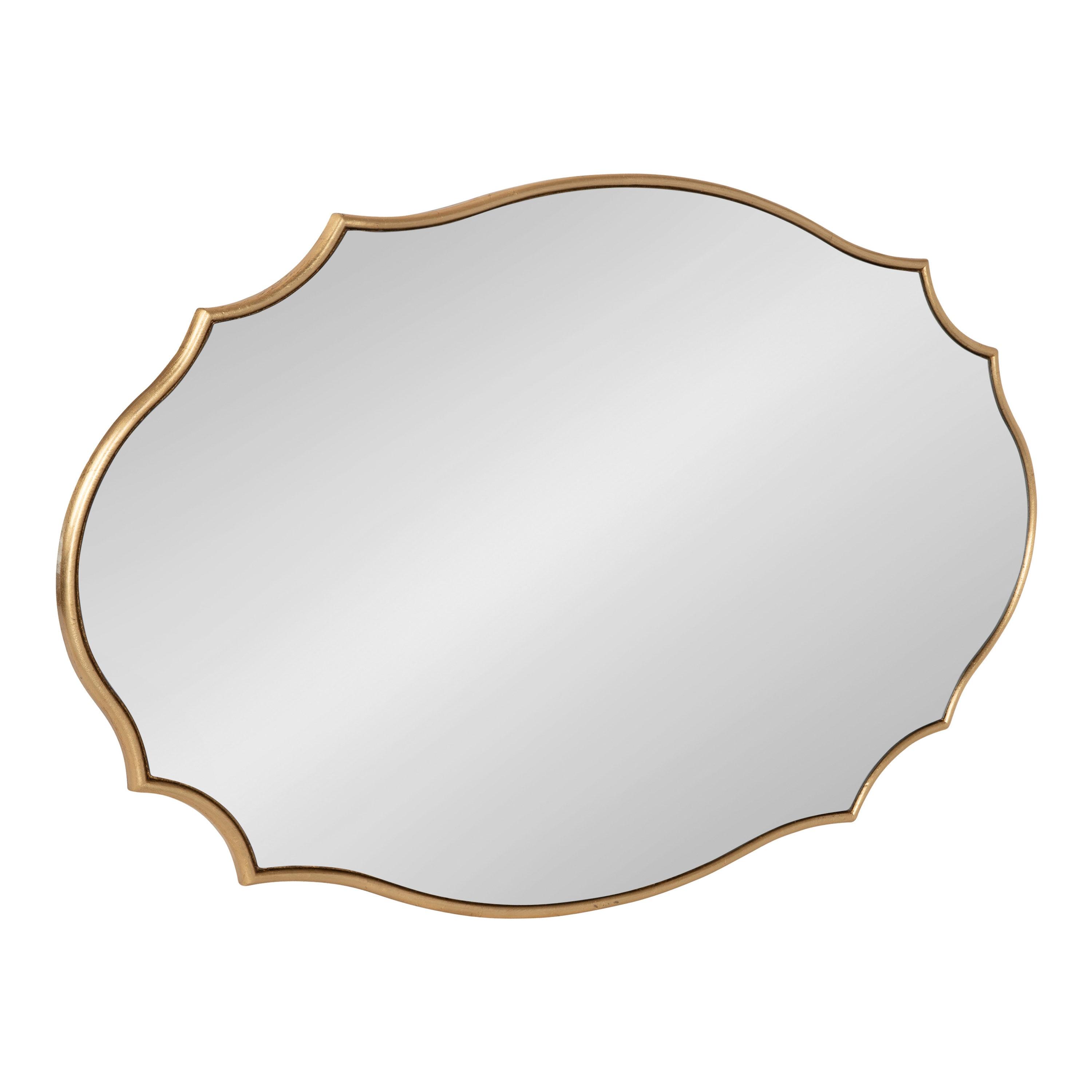 24" x 36" Leanna Scalloped Oval Decorative Wall Mirror Gold - Kate & Laurel All Things Decor