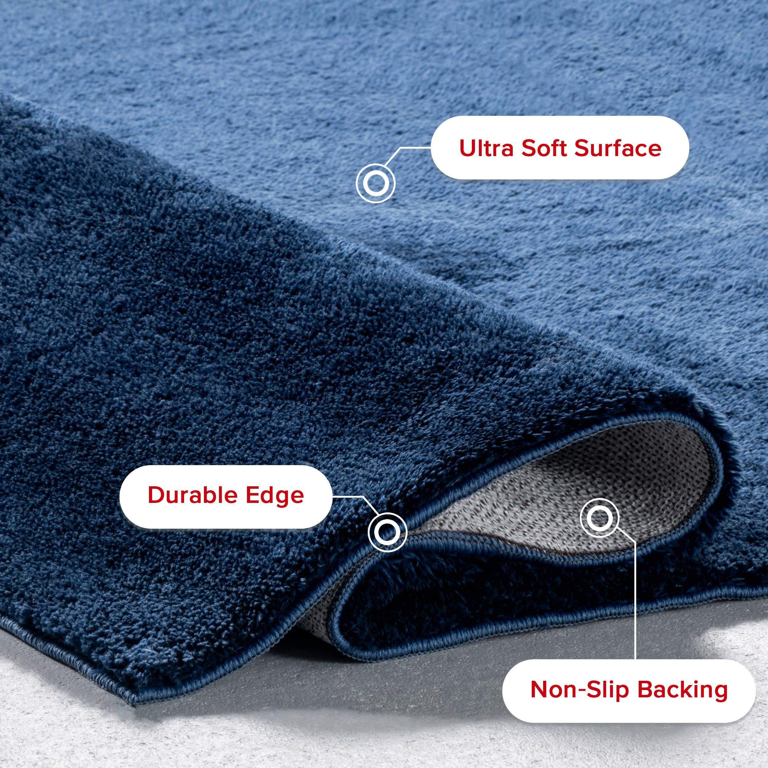 Nuloom Loni Cozy Plush Solid Pet Friendly Premium Machine Washable Shag Area Rug, 4' x 6', Navy