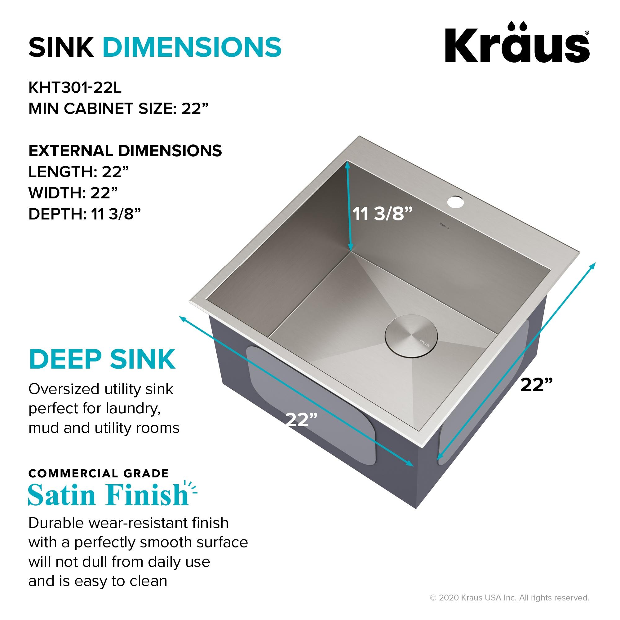 KRAUS Standart PRO Drop In 16 Gauge Bar Stainless Steel Kitchen Sink