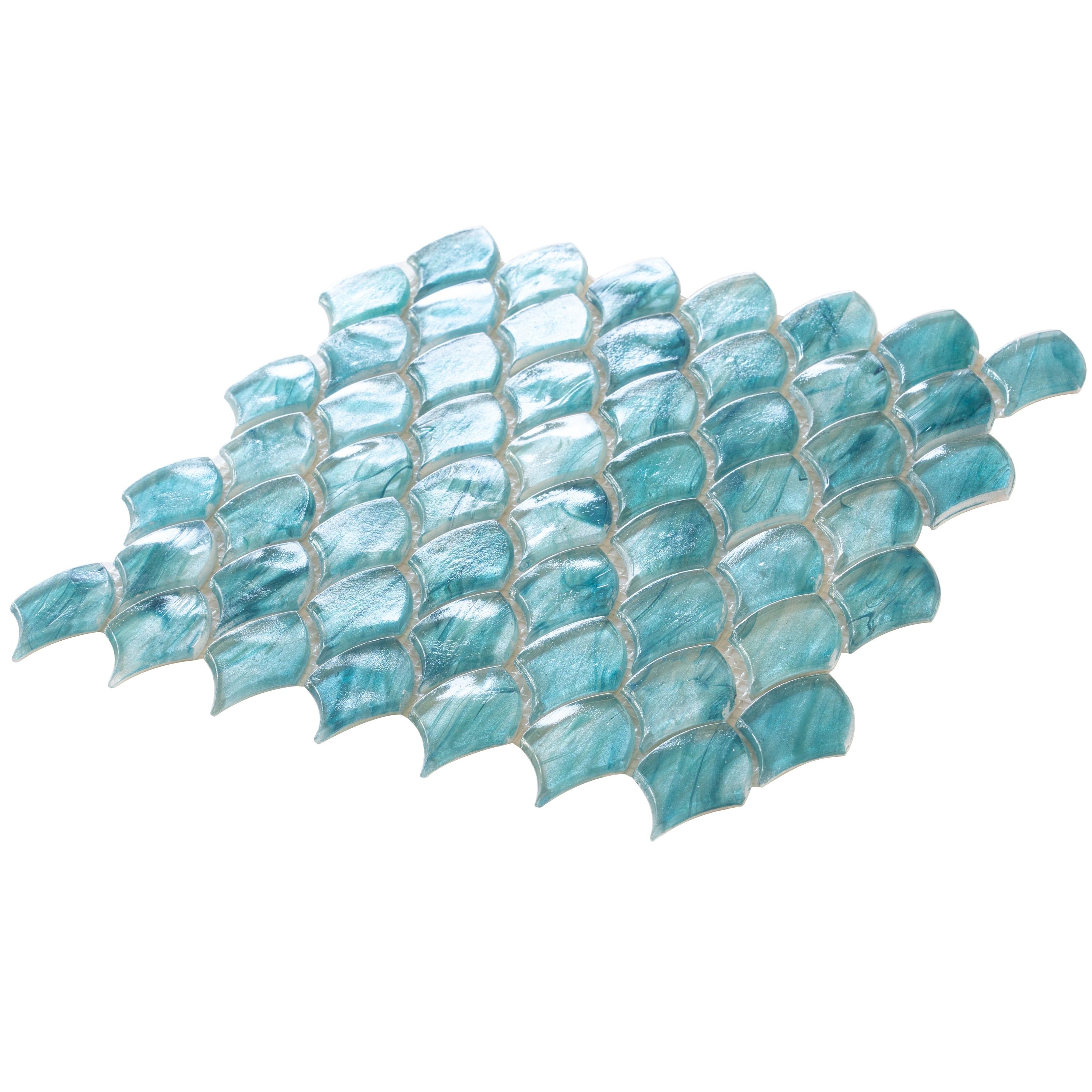 Majeste 0.5" x 2" Glass Fish Scale Mosaic Wall & Floor Tile