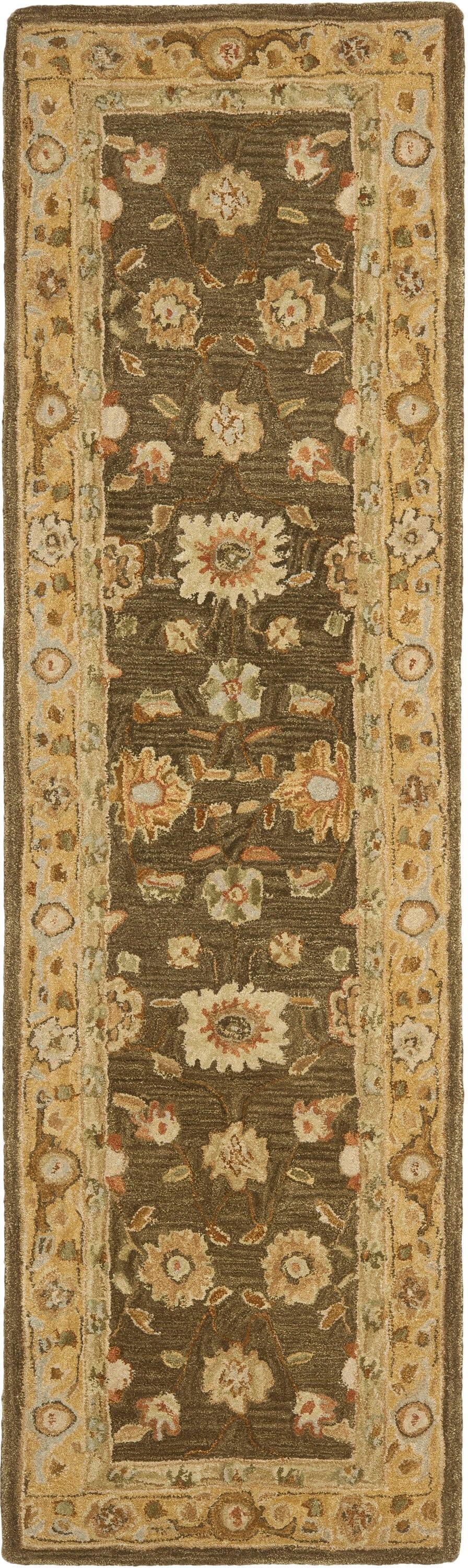 SAFAVIEH Anatolia Sherman Floral Wool Runner Rug, Brown/Taupe, 2'3" x 8'