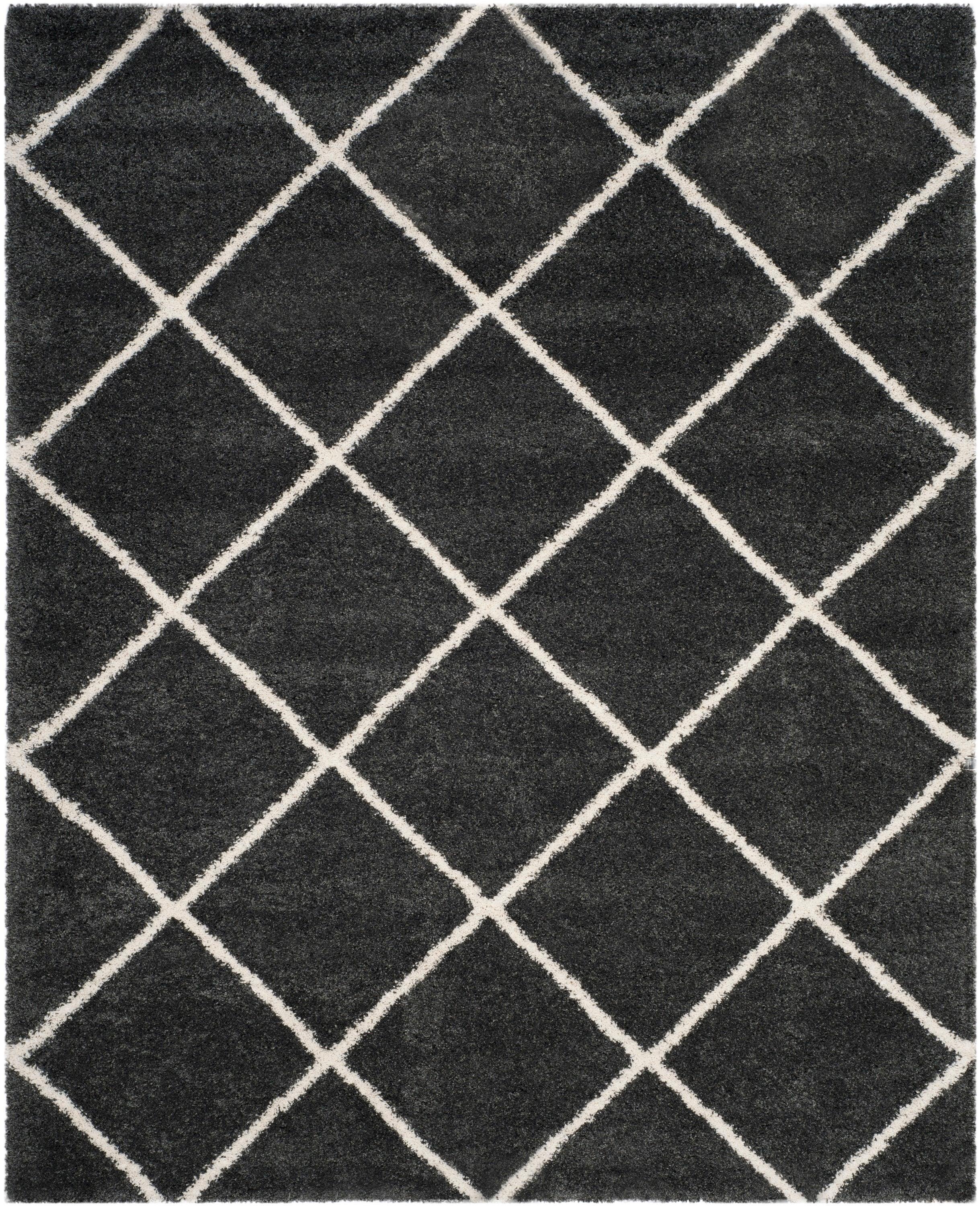 Hudson Shag SGH281 Power Loomed Indoor Area Rug - Dark Grey/Ivory - 8'x10' - Safavieh