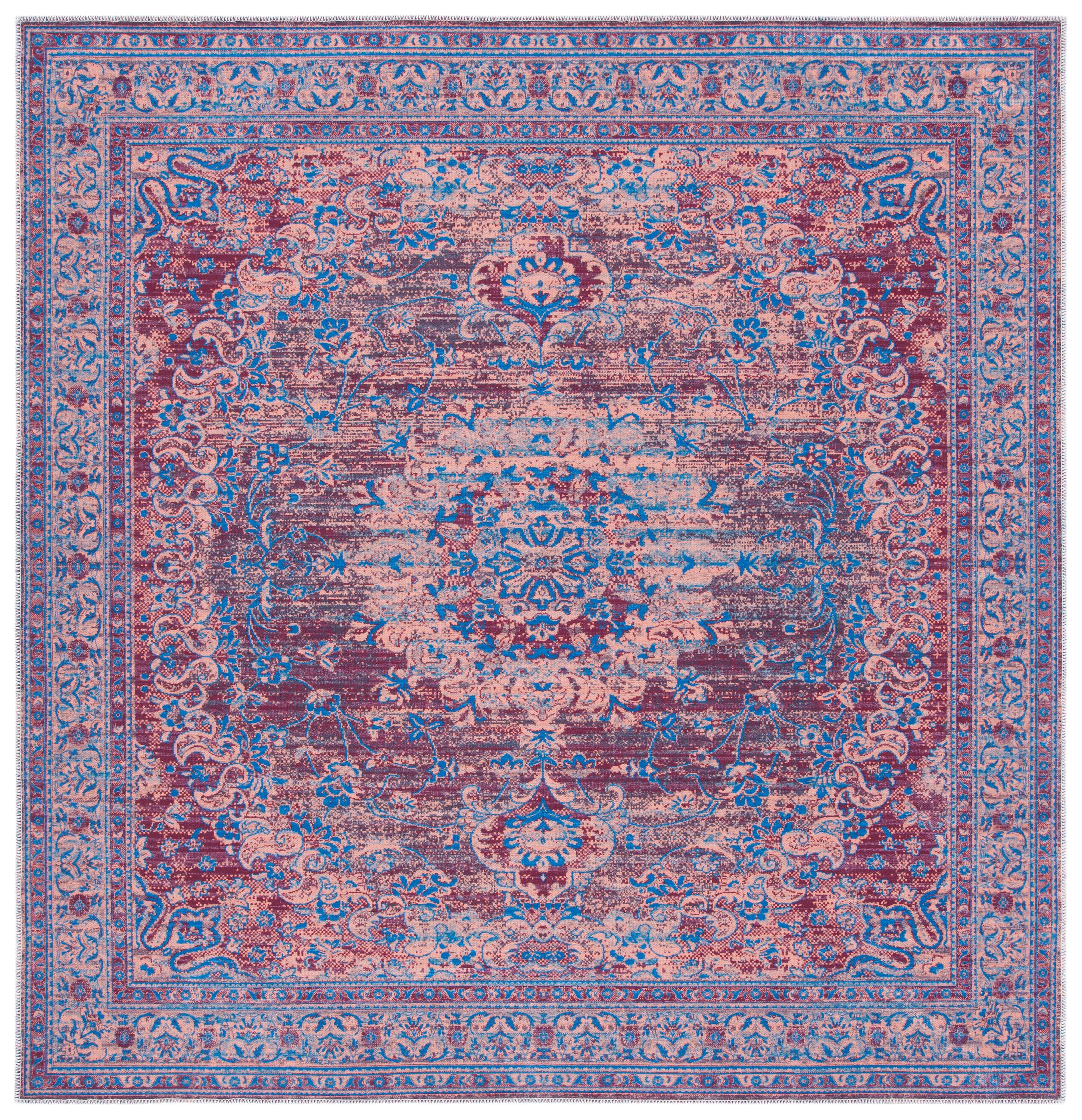 Serapi SEP550 Power Loomed Machine Washable Skid-Resistant Indoor Area Rug - Gold/Blue - 6'7"x6'7" - Safavieh