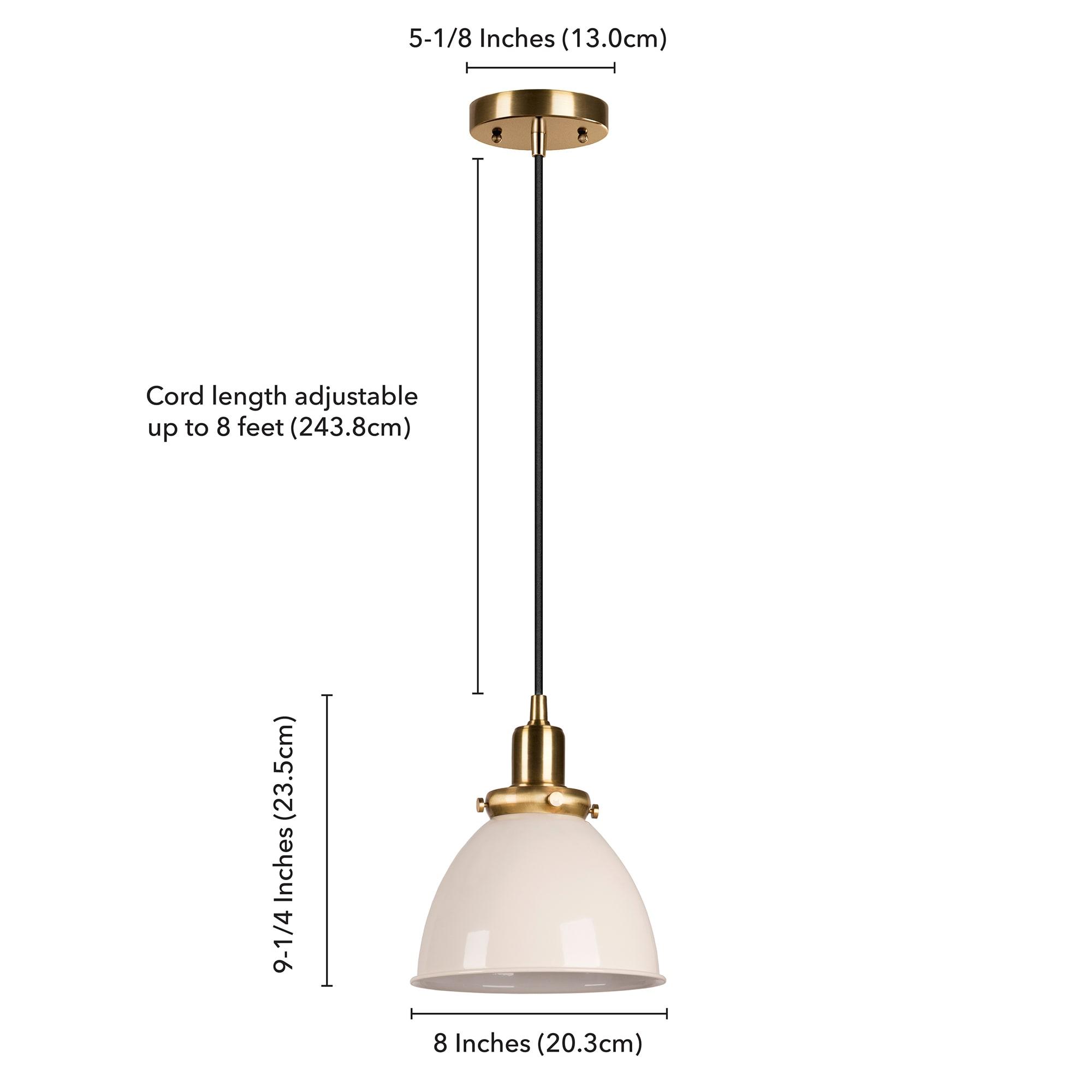 Evelyn&Zoe 8" Pearled White/Brass Metal Pendant