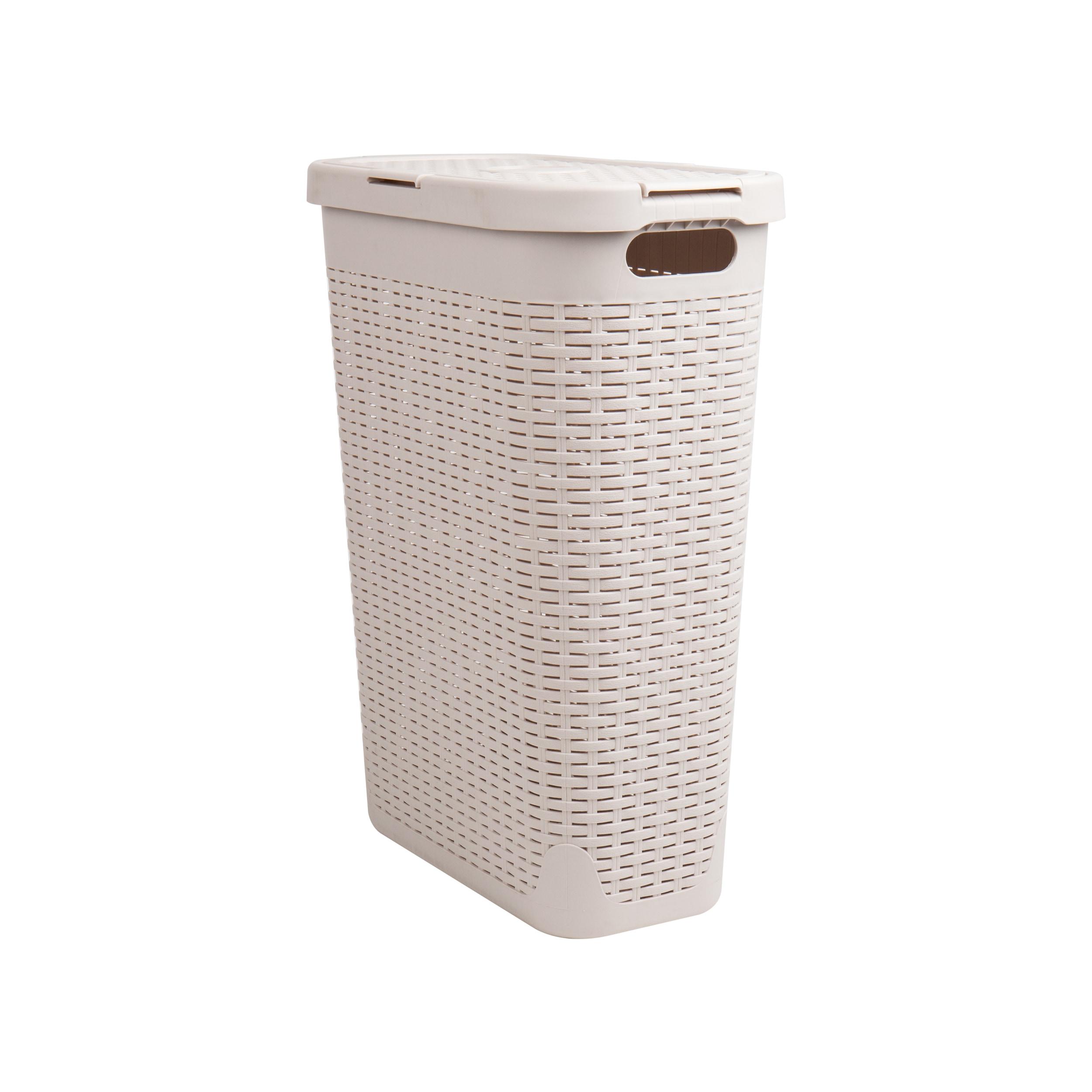 Mind Reader 40 Liter Slim Laundry Basket, Ivory