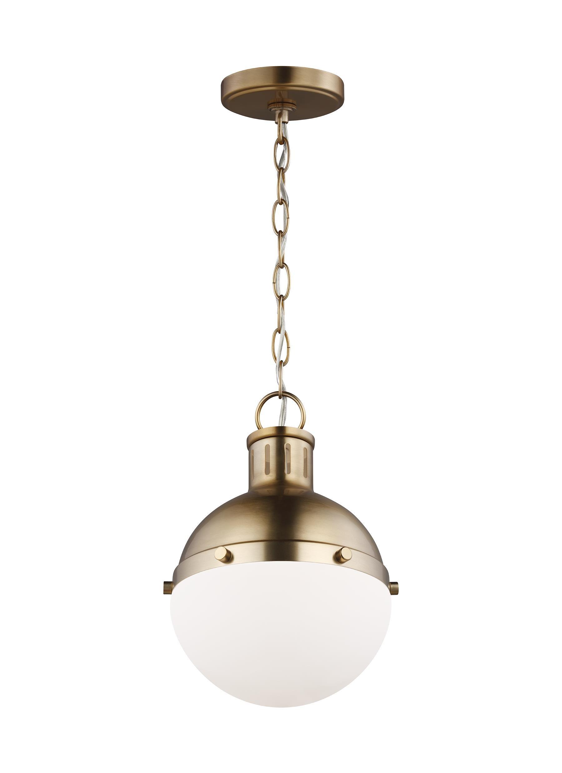 Satin Brass Mini Globe Pendant with Smooth White Glass Shade