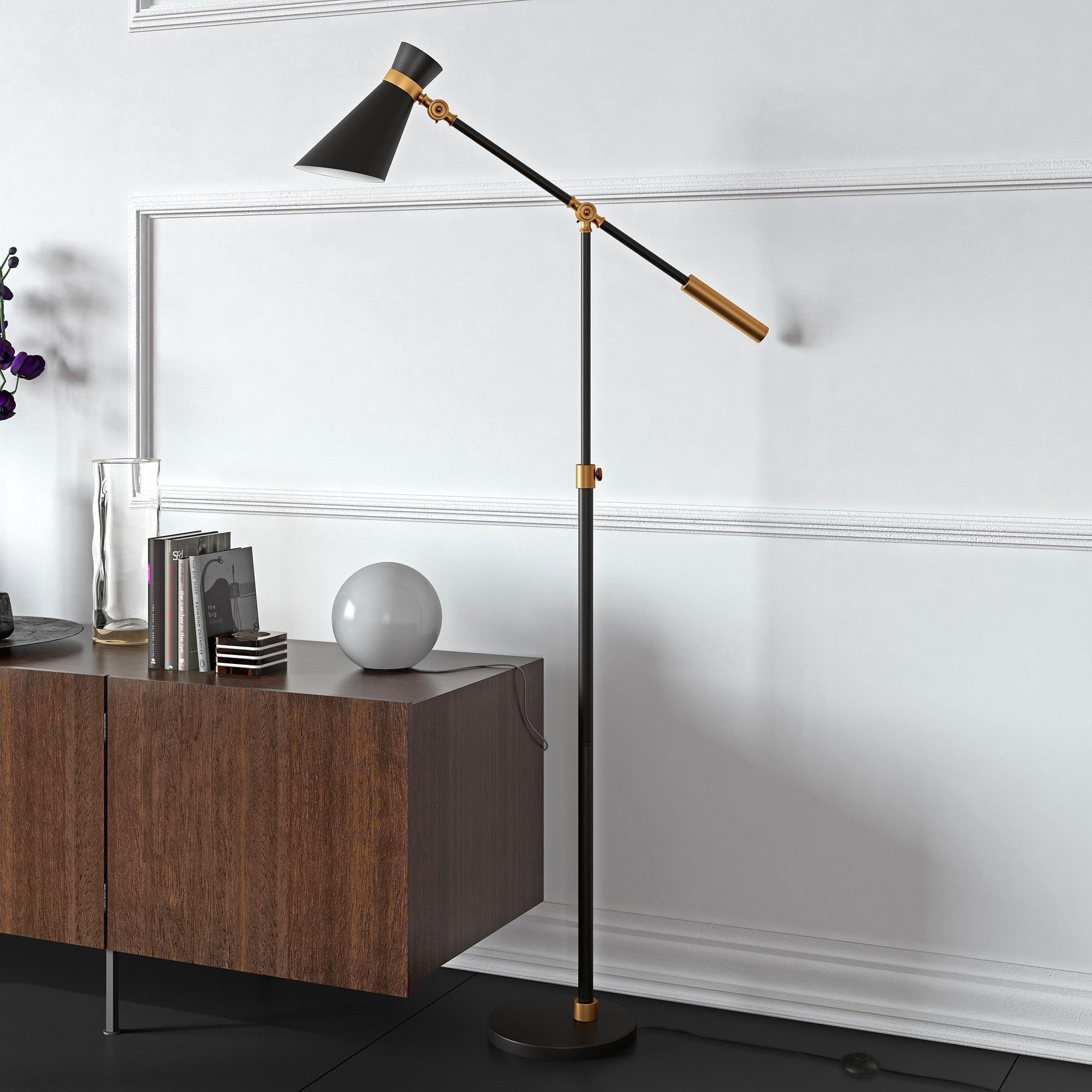 Evelyn&Zoe Industrial Metal Height-Adjustable Two-Tone Floor Lamp