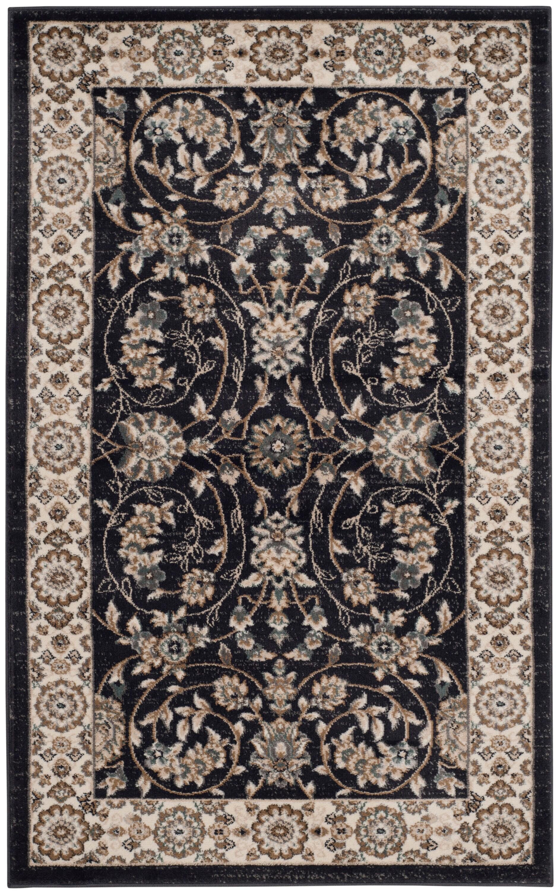 Lyndhurst LNH340 Power Loomed Accent Rug - Anthracite/Cream - 3'3"x5'3" - Safavieh