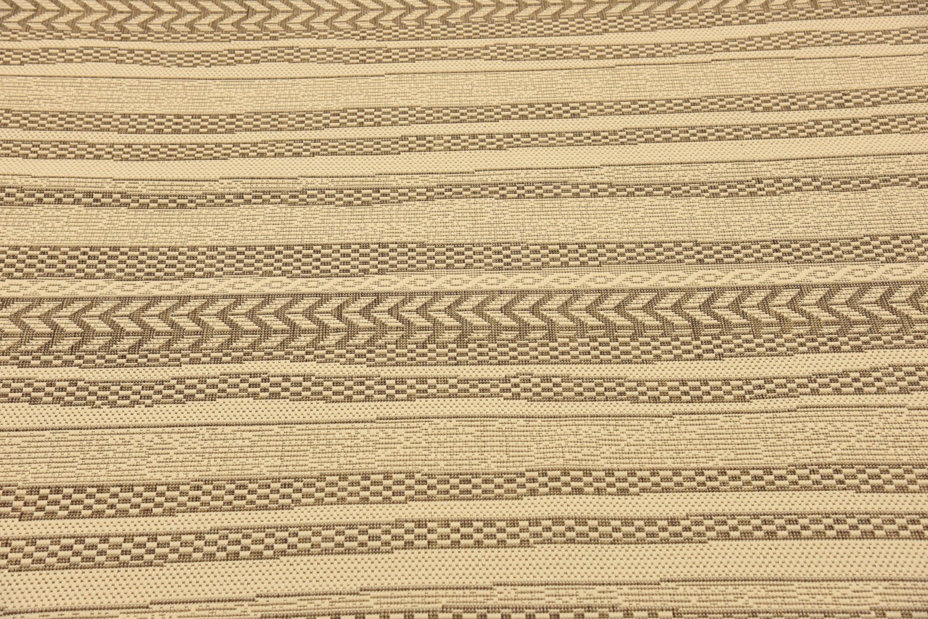 Unique Loom Lines Outdoor 5 x 8 (ft) Loomed Polypropylene Brown/Beige Rectangular Indoor/Outdoor Geometric French Country Area rug