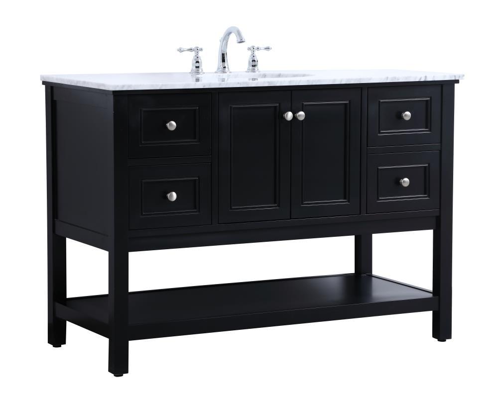 Elegant Decor Metropolis 48" Single Marble Top Bathroom Vanity in Black