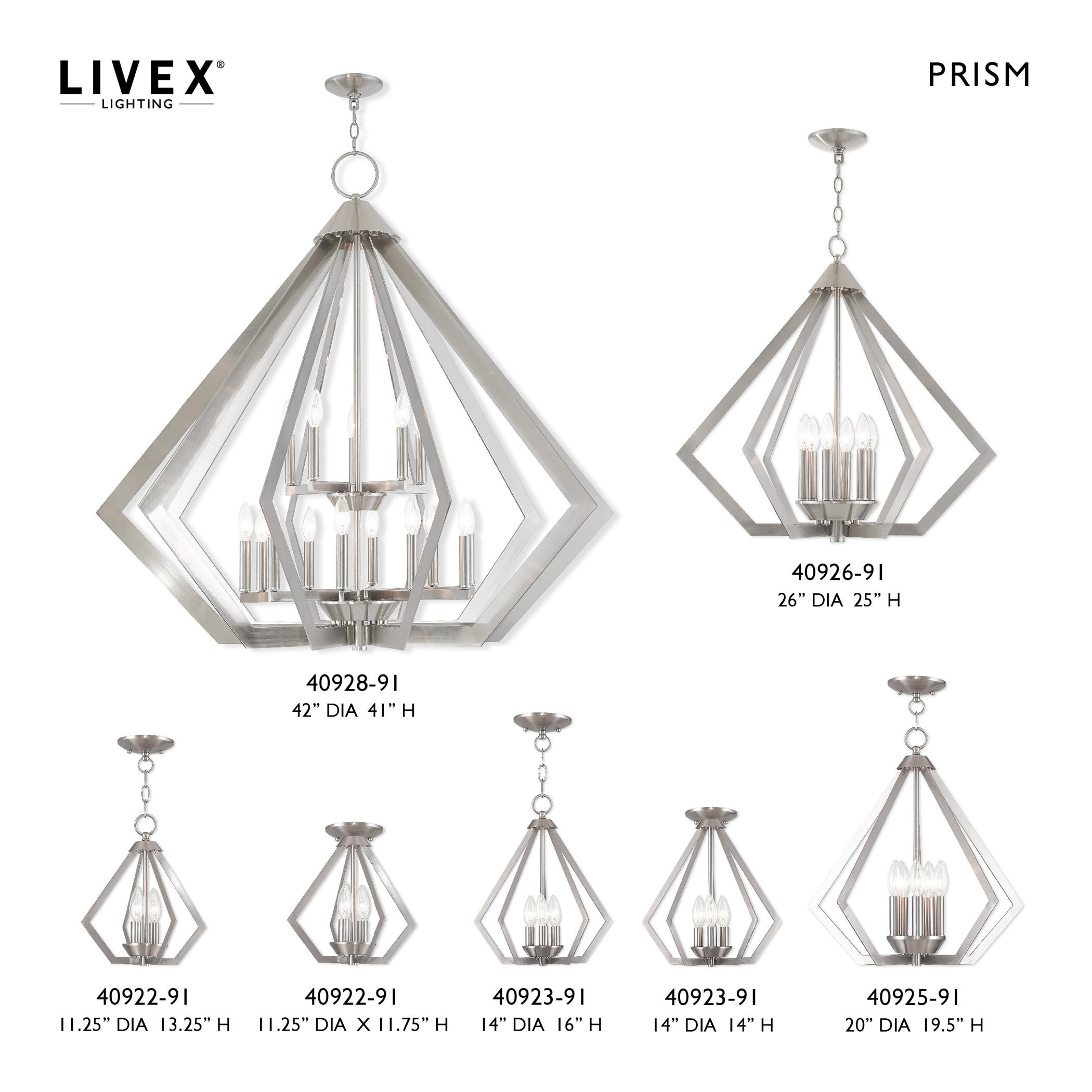 Livex Lighting Prism 15 Light Foyer Chandelier in Brushed Nickel