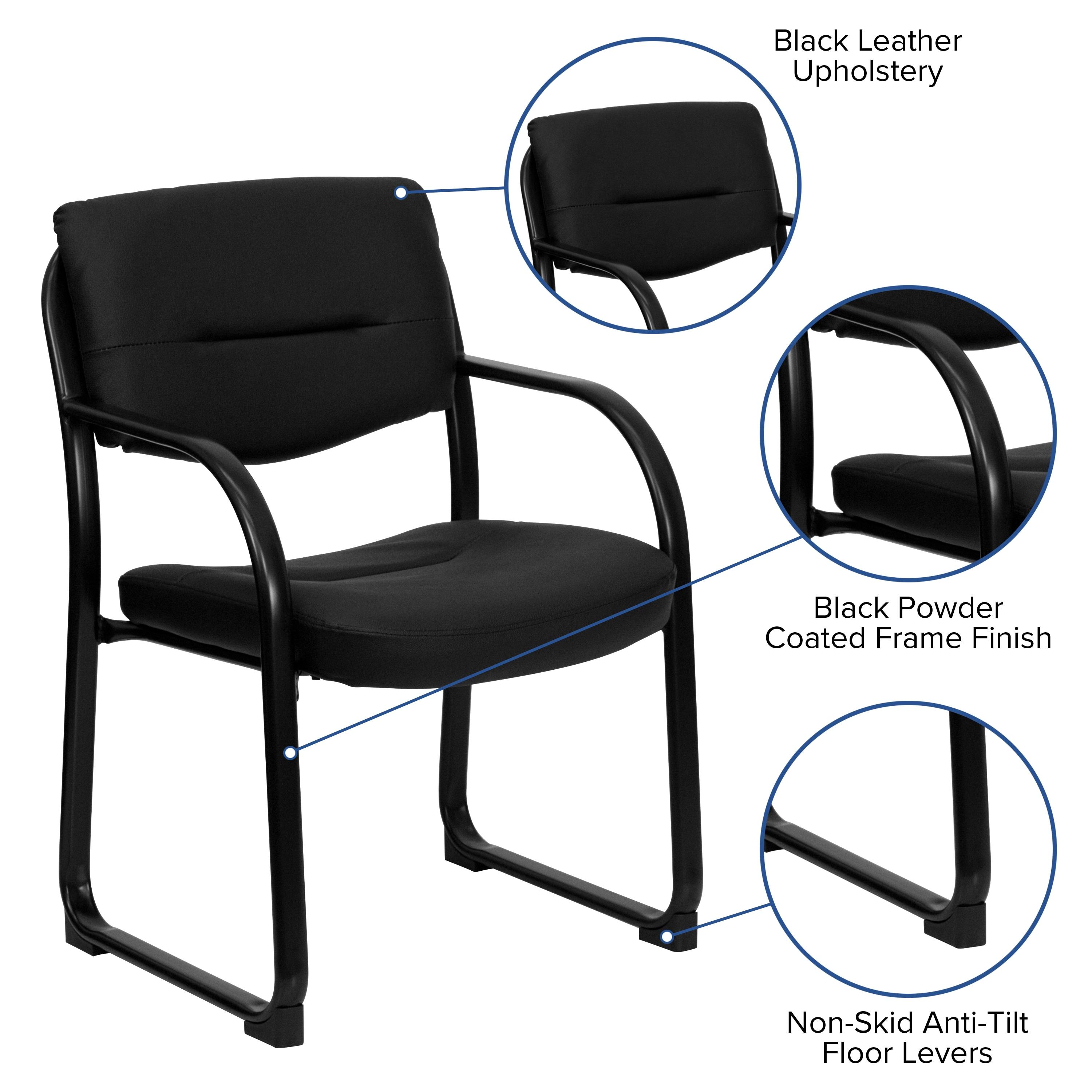 Flash Furniture Black LeatherSoft Executive Side Reception Chair with Sled Base