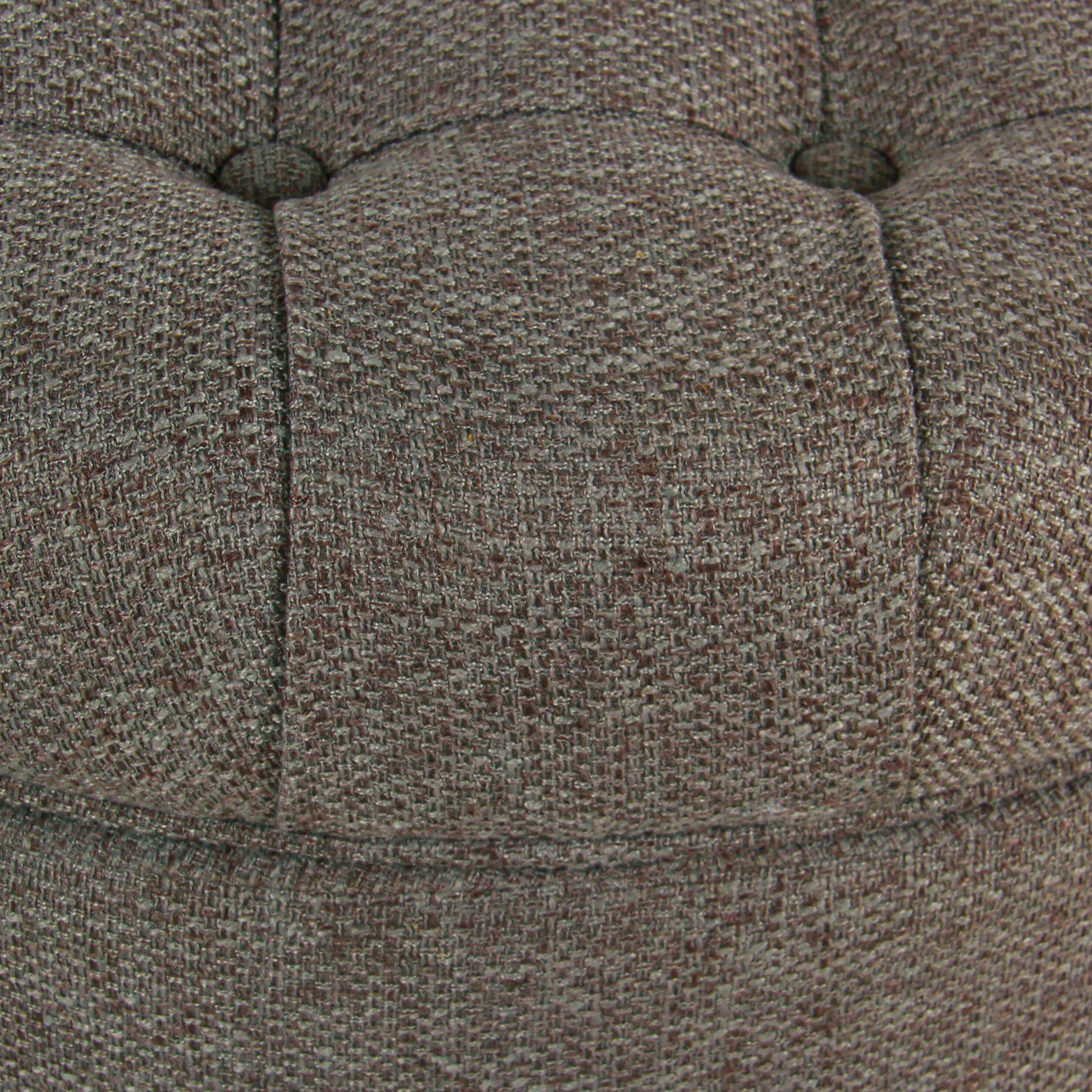 Large Tufted Round Storage Ottoman with Lid & Wood Legs - HomePop