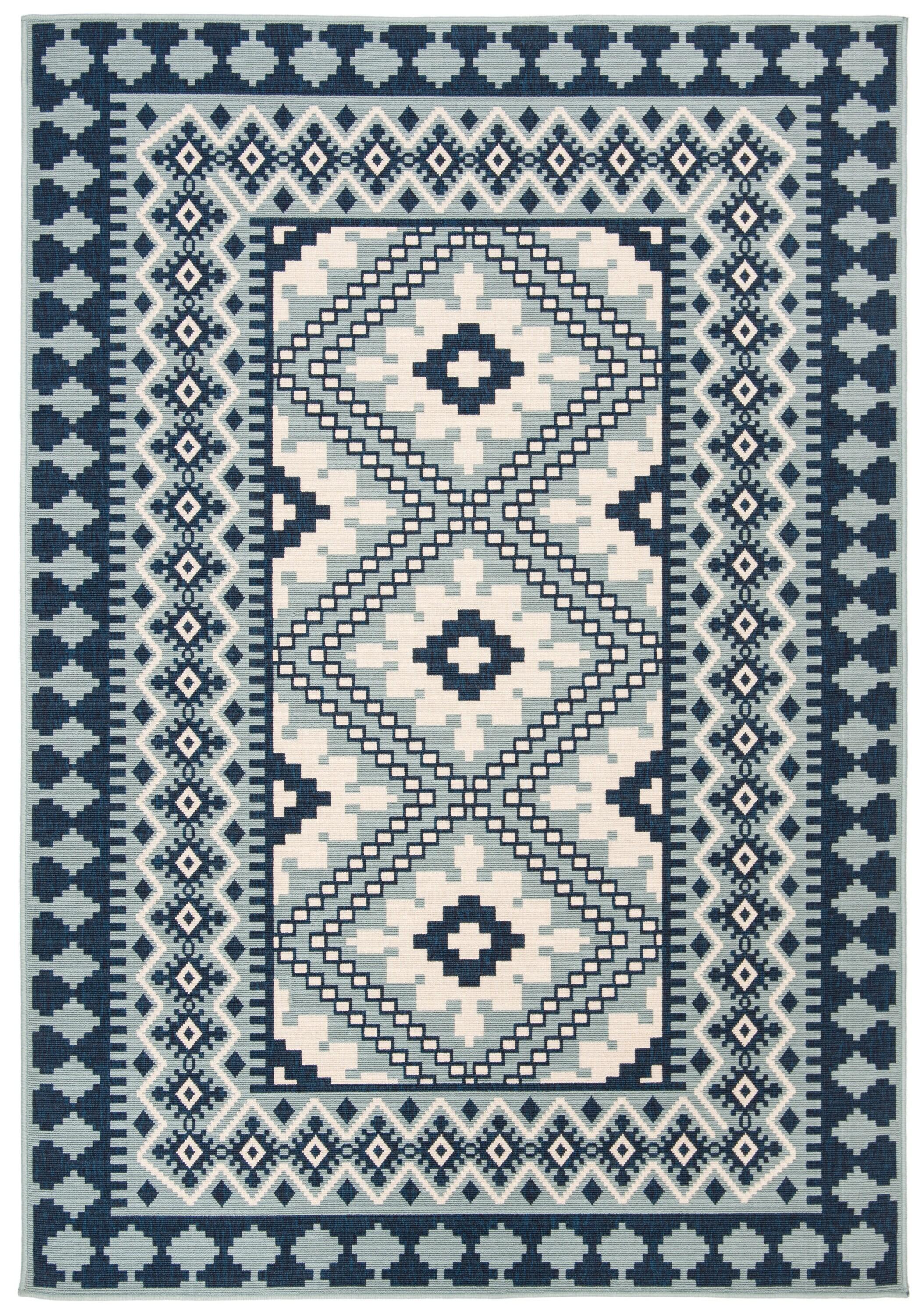 Veranda VER099 Power Loomed Indoor/Outdoor Accent Rug - Ivory/Blue - 2'x3'7" - Safavieh.