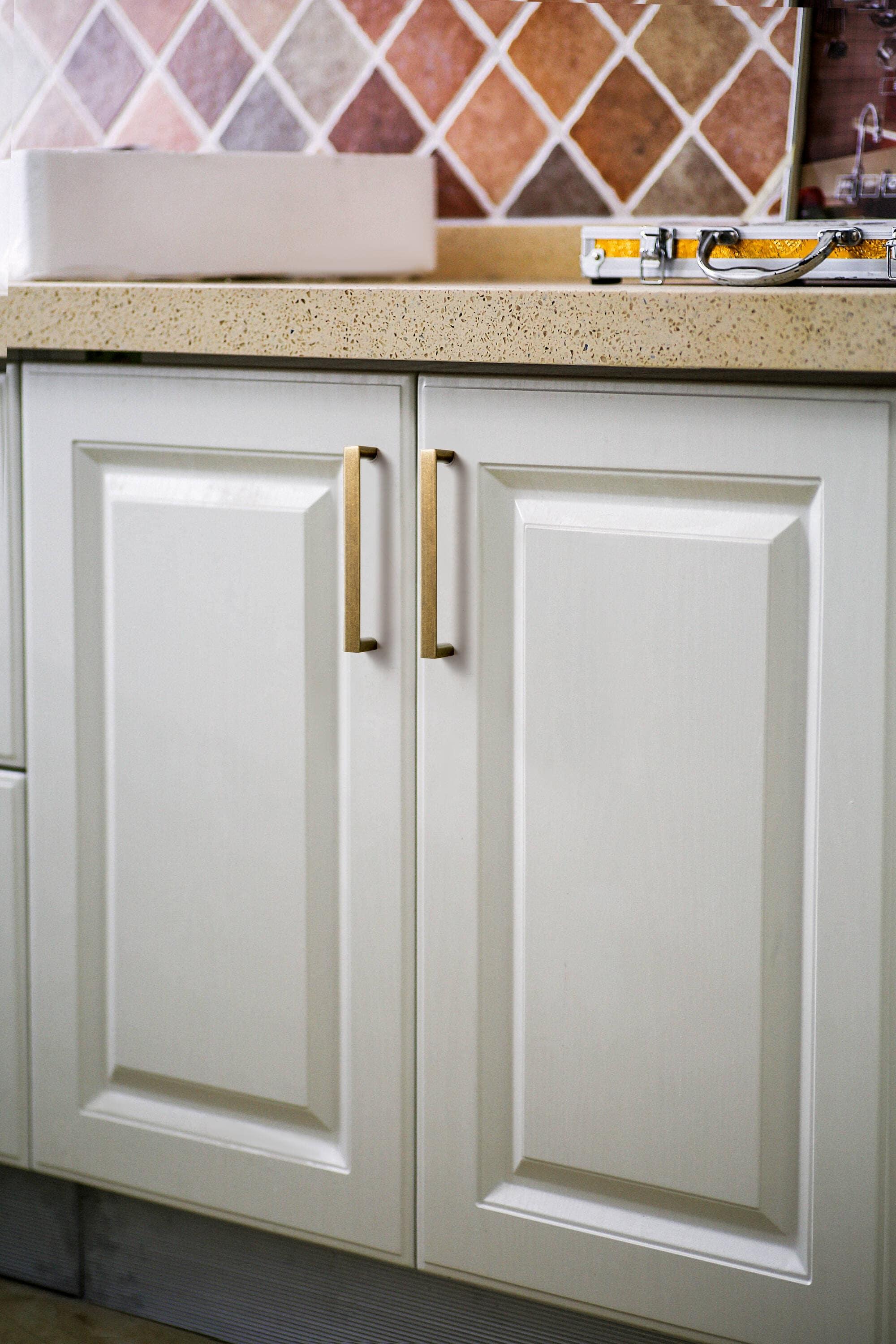 Goo-Ki 6 Pack 6.3" (160mm) Hole Center Retro Zinc Alloy Cabinet Handles, Antique Brass Cabinet Pulls for Dresser, Wardrobe, Kitchen Hardware