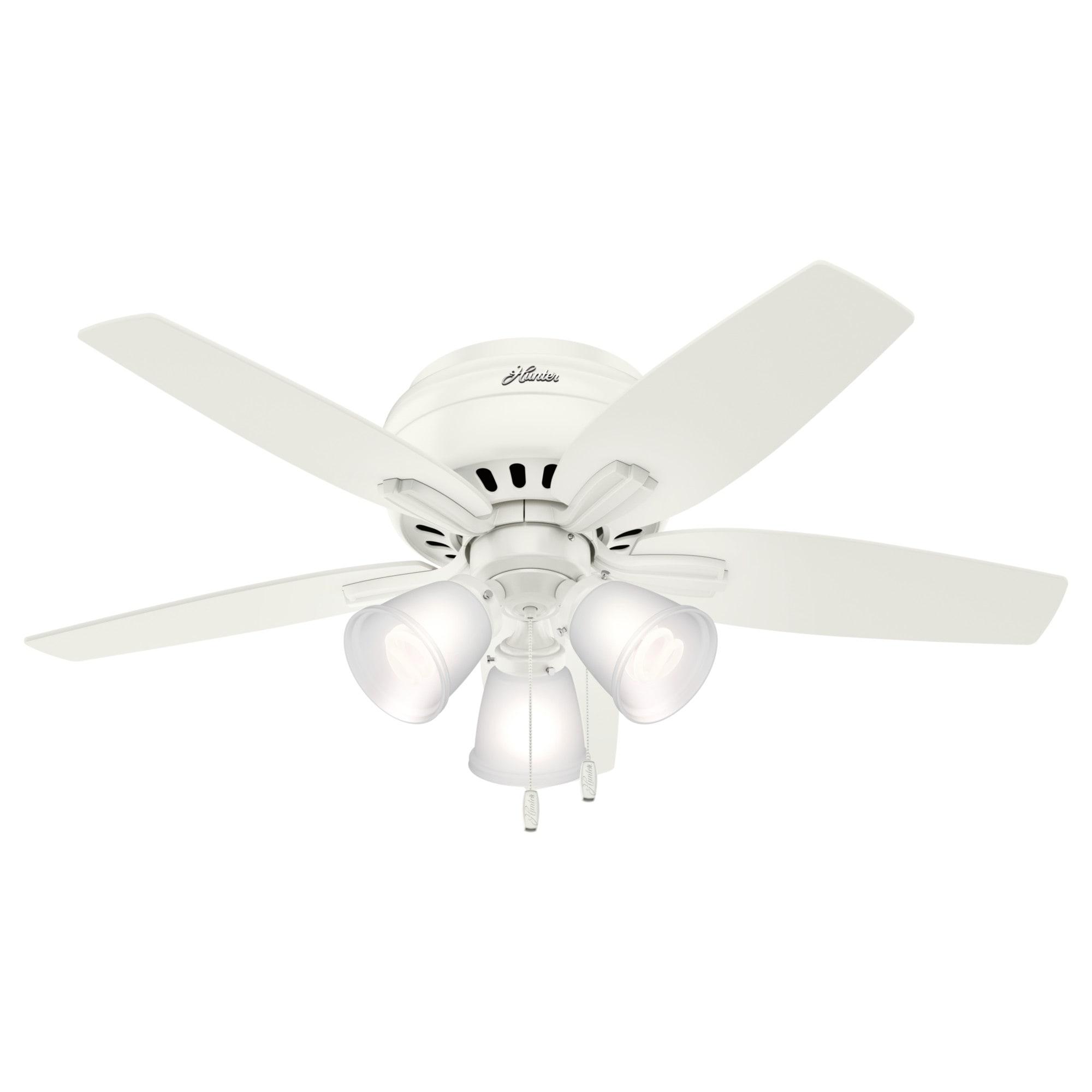 Hunter Fan Newsome 42" 5 - Blade Traditional Indoor Flush Mount Ceiling Fan with Lights and Pull Chains