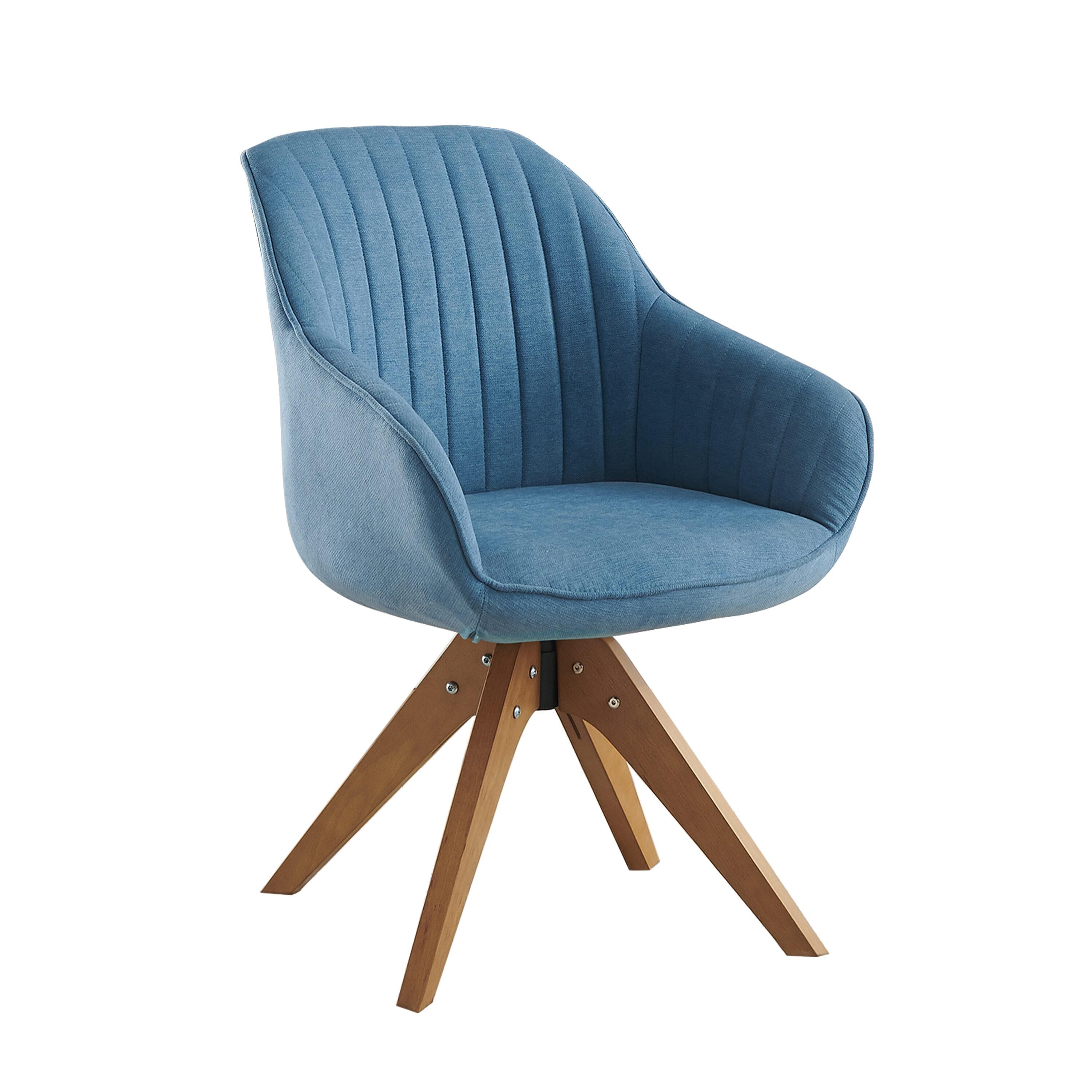 Art Leon Mid Century Accent Chair Fabric Swivel Beech Wood Legs, Light Blue