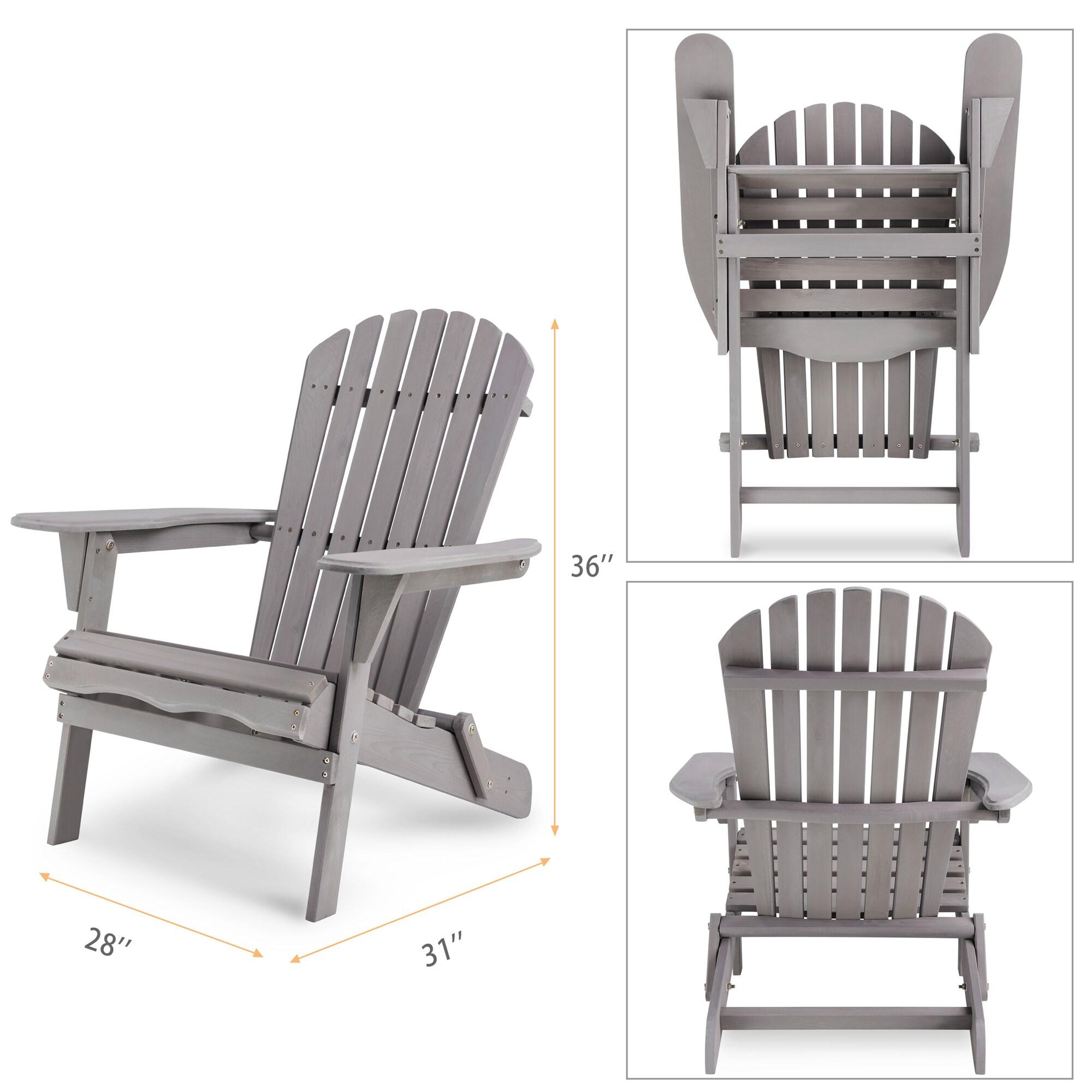 Triple Tree Wood Adirondack Folding Chairs - Set of 2, Gray