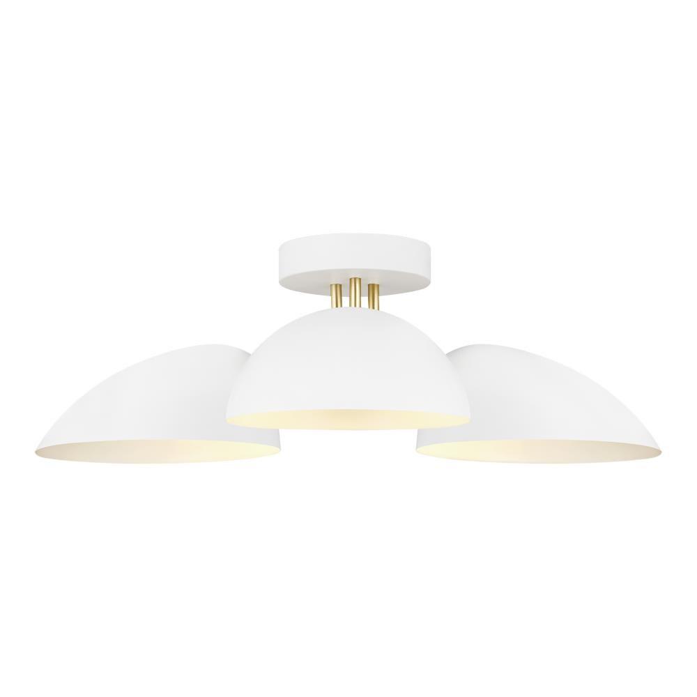 Ellen DeGeneres Matte White Brass 3-Light Indoor/Outdoor Bowl Pendant