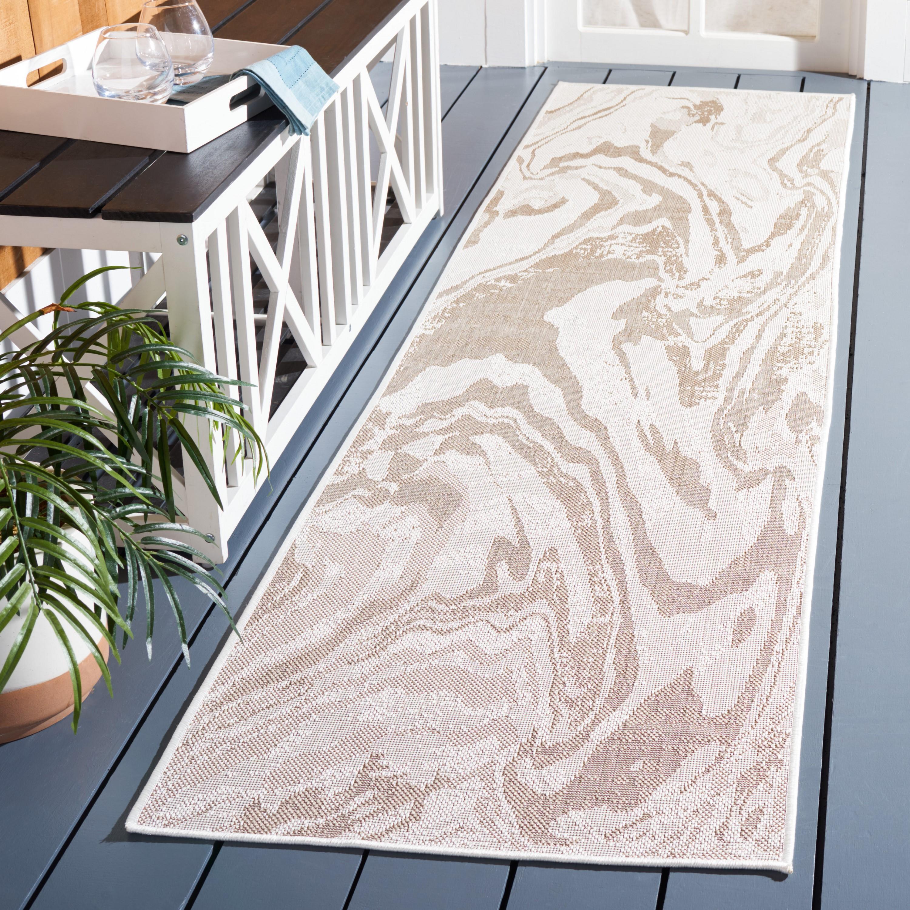 Martha Stewart Indoor Outdoor MSRO323 Power Loomed Runner Rug - Ivory/Beige - 2'2"x9' - Safavieh.