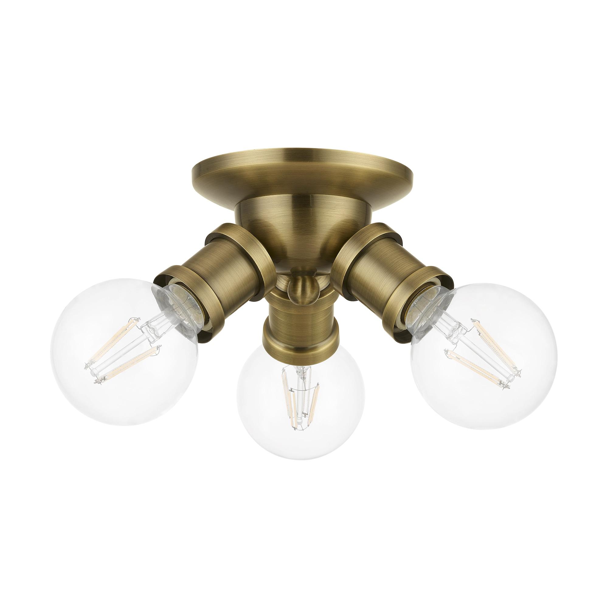 Livex Lighting Lansdale 3 - Light Flush Mount in  Antique Brass