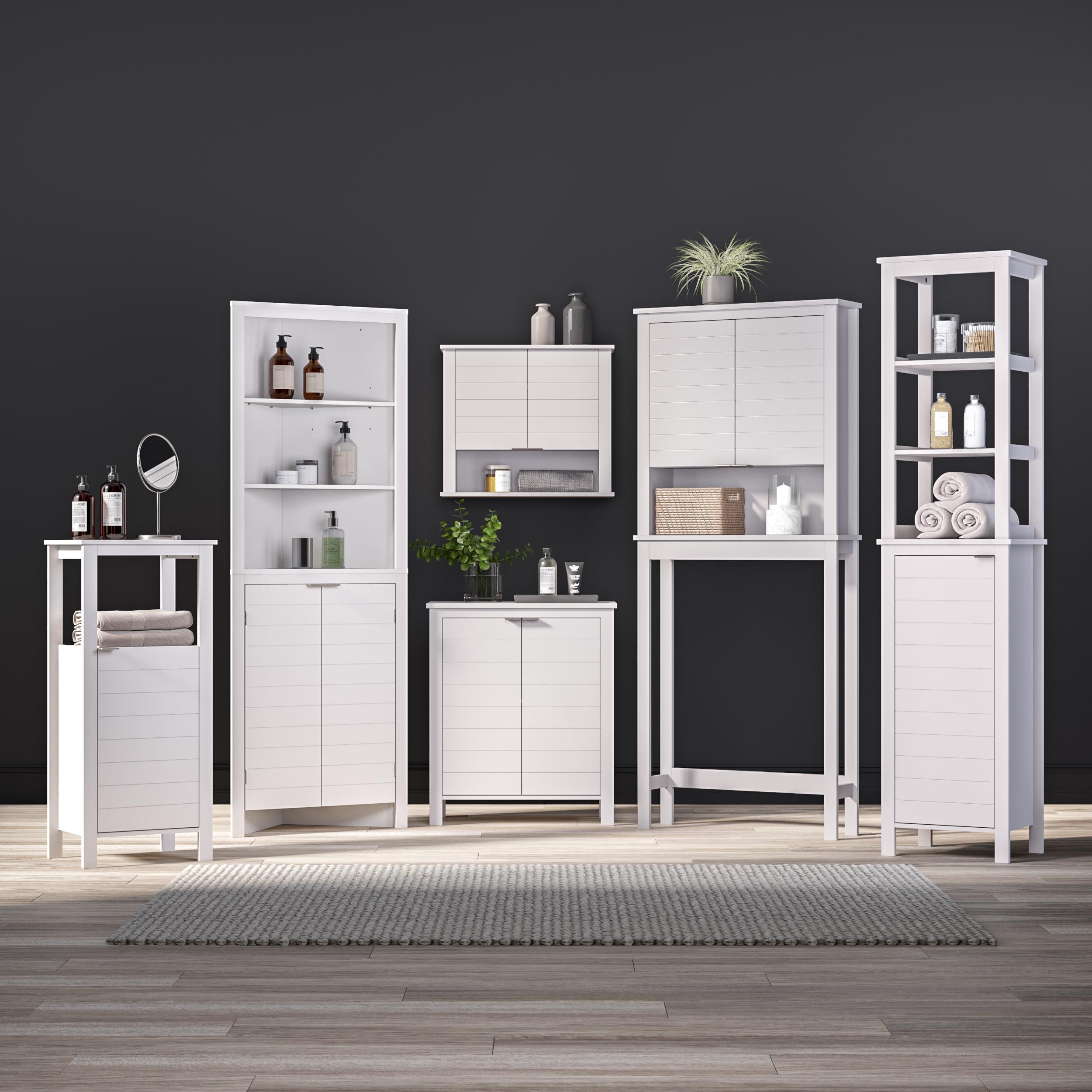 RiverRidge Madison Tall Corner Bathroom Storage Cabinet with Open Shelves