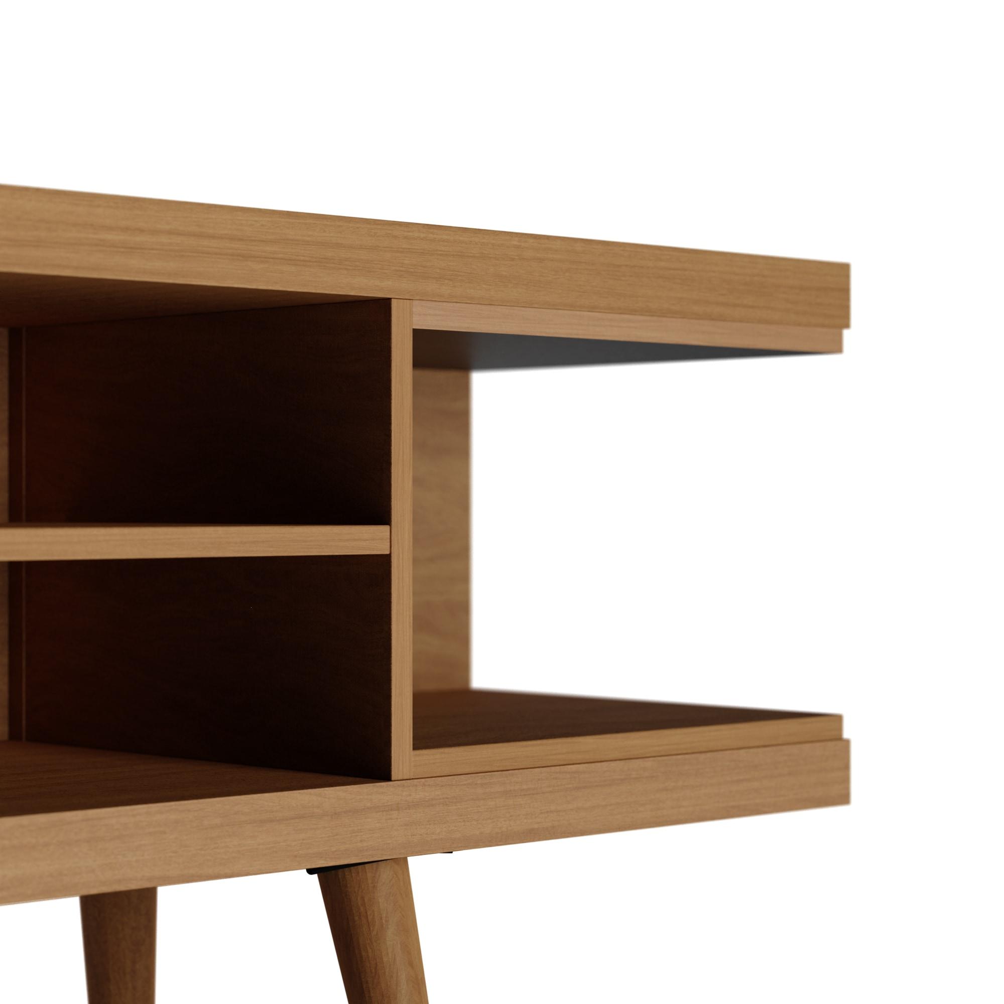 Maple Cream Mid-Century Modern TV Stand with Graduated Legs