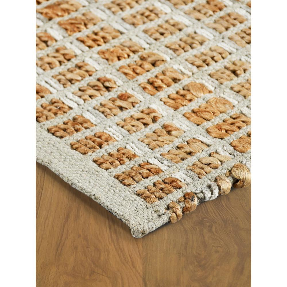 LR Home Natalie Jade Natural/Gray Grid Transitional Jute Blend Area Rug, 5' x 7'9"