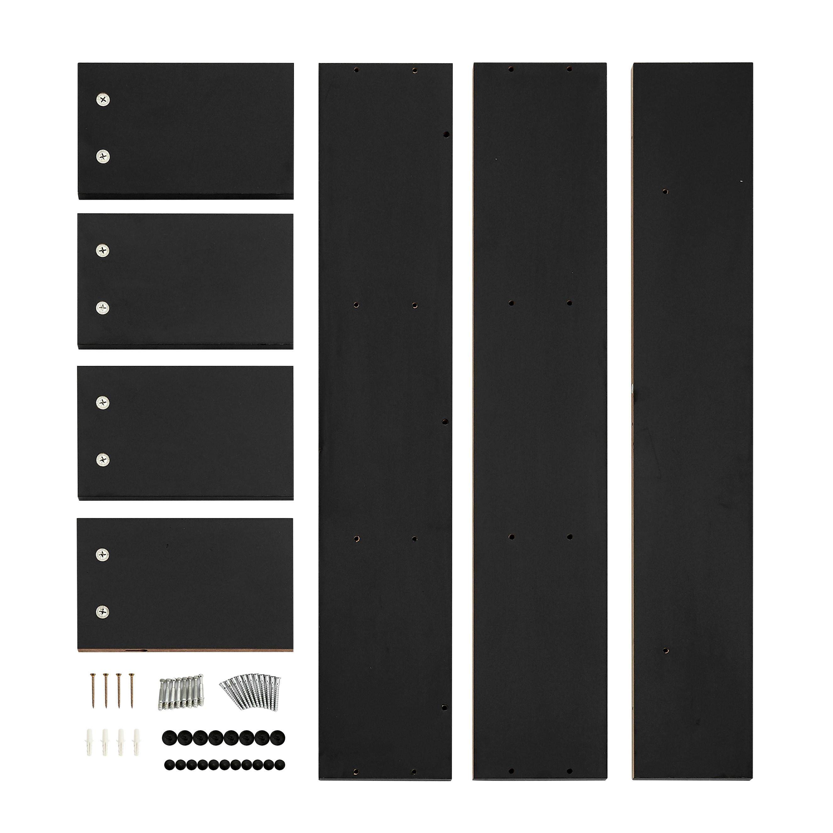 Danya B. 31.5" x 15.7" Modern 3 Cube Floating Wall Shelf with Display Ledge Black: Mid-Century Style, MDF & Iron
