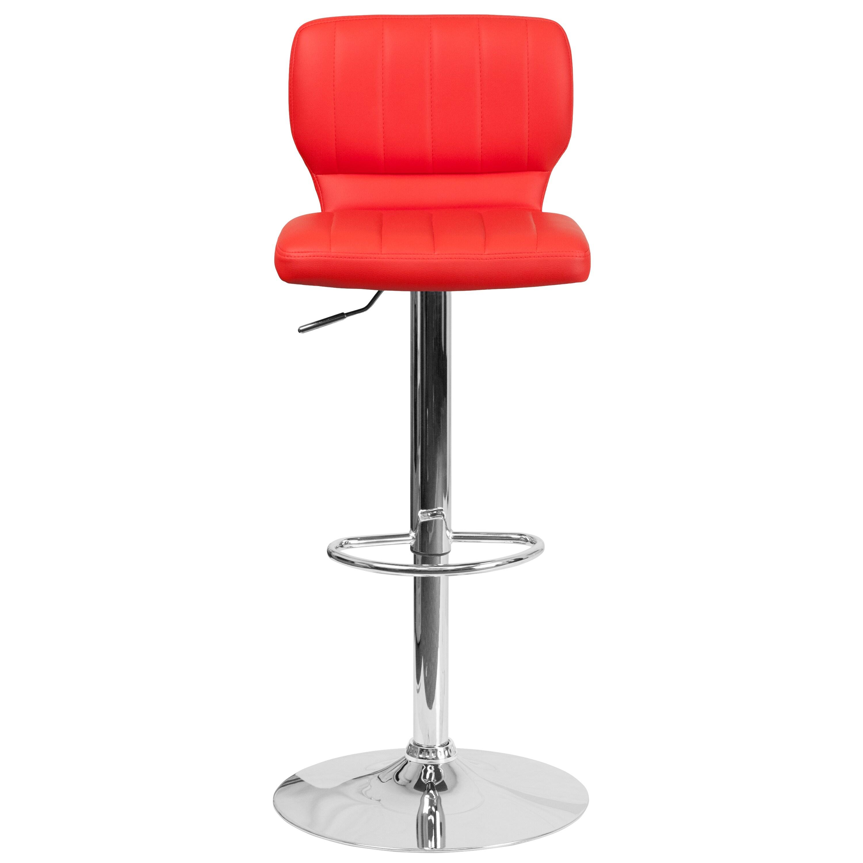 Flash Furniture Bar Stool with 360-Degree Swivel & Adjustable Height, Red