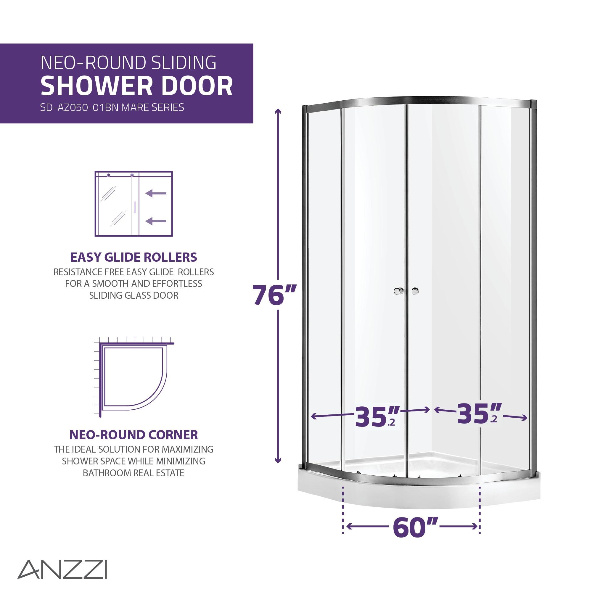 Mare Series 35.2'' W 76'' H Framed Round Reversible Shower Enclosure