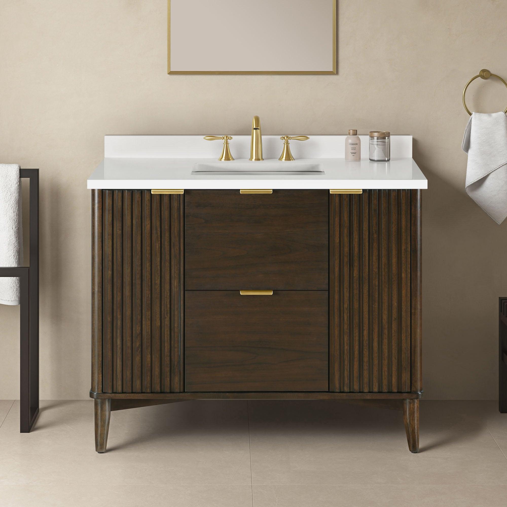 OVE Decors Gabi 42-in Undermount Single Sink Dark Walnut Bathroom Vanity with Premium Countertop