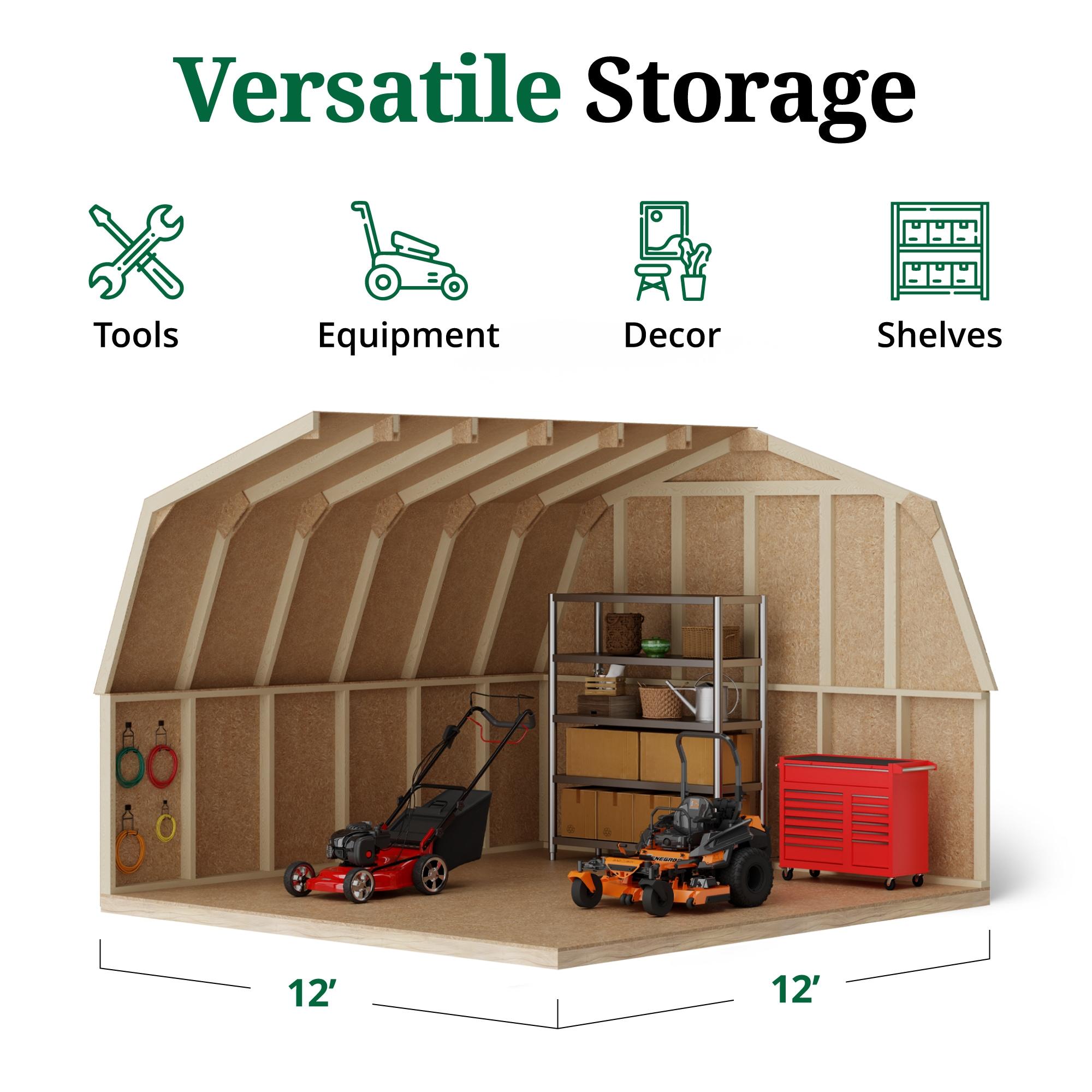 Little Cottage Co. 12x12 Value Gambrel Barn with 4 ft. Sidewalls, Outdoor Wood Storage Shed Do-It-Yourself Precut Kit