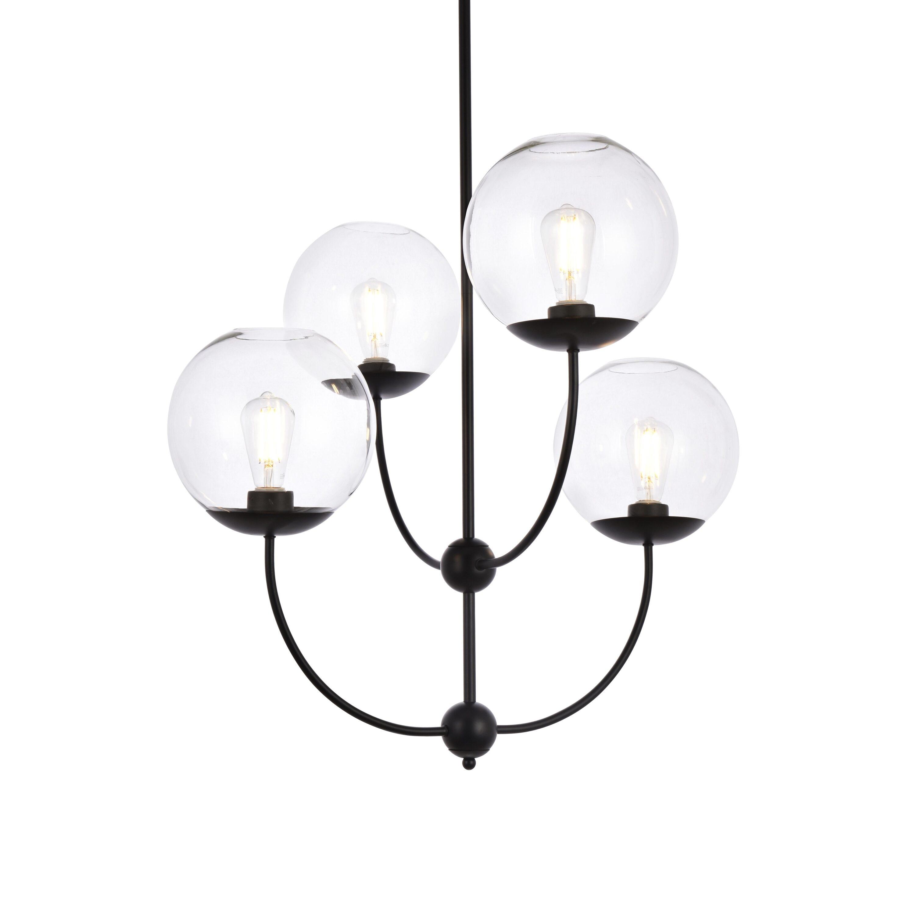 Elegant Lighting Lennon 31.5 inch pendant in black with clear shade