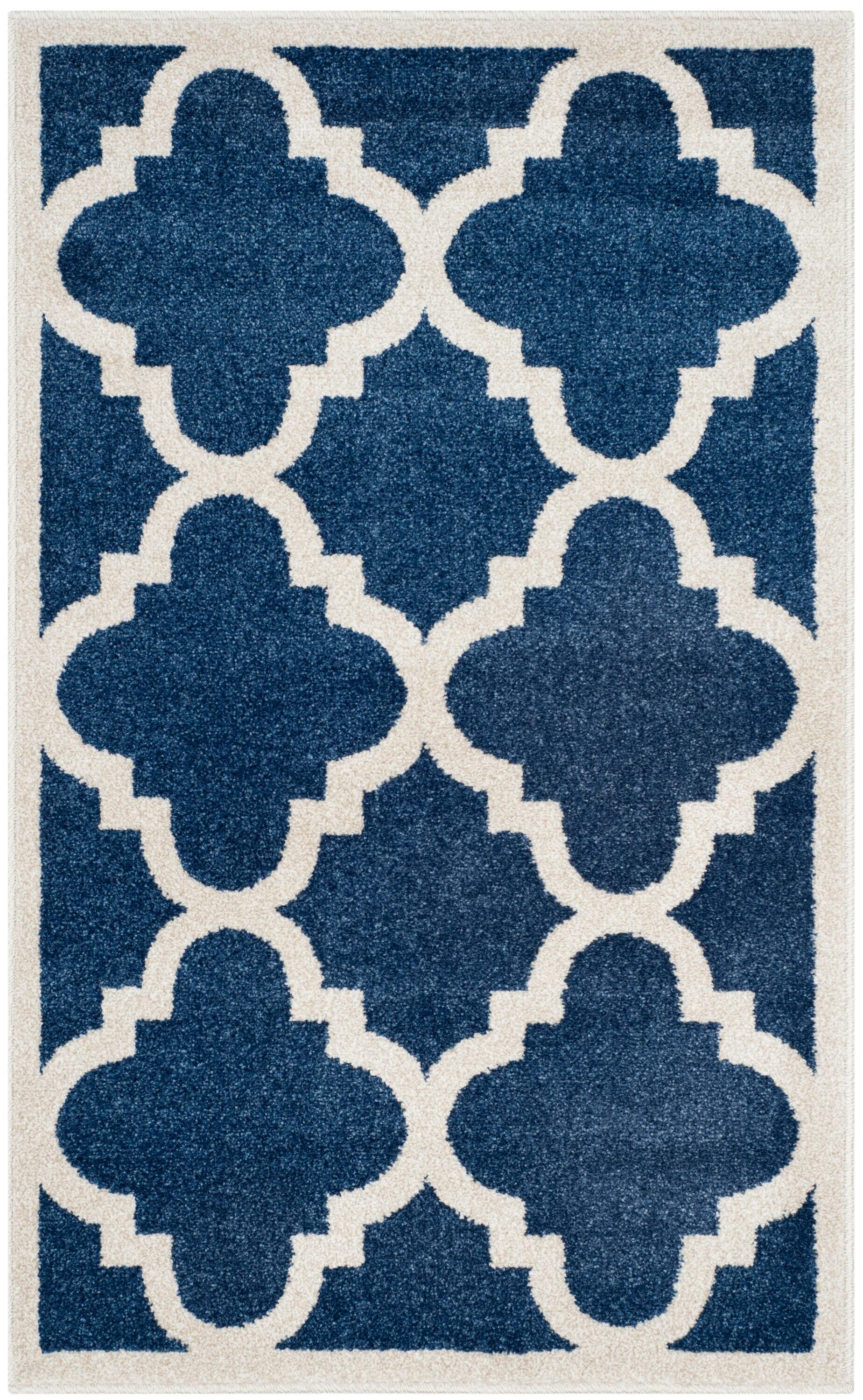 Amherst AMT423 Power Loomed Indoor Accent Rug - Navy/Beige - 2'6"x4' - Safavieh