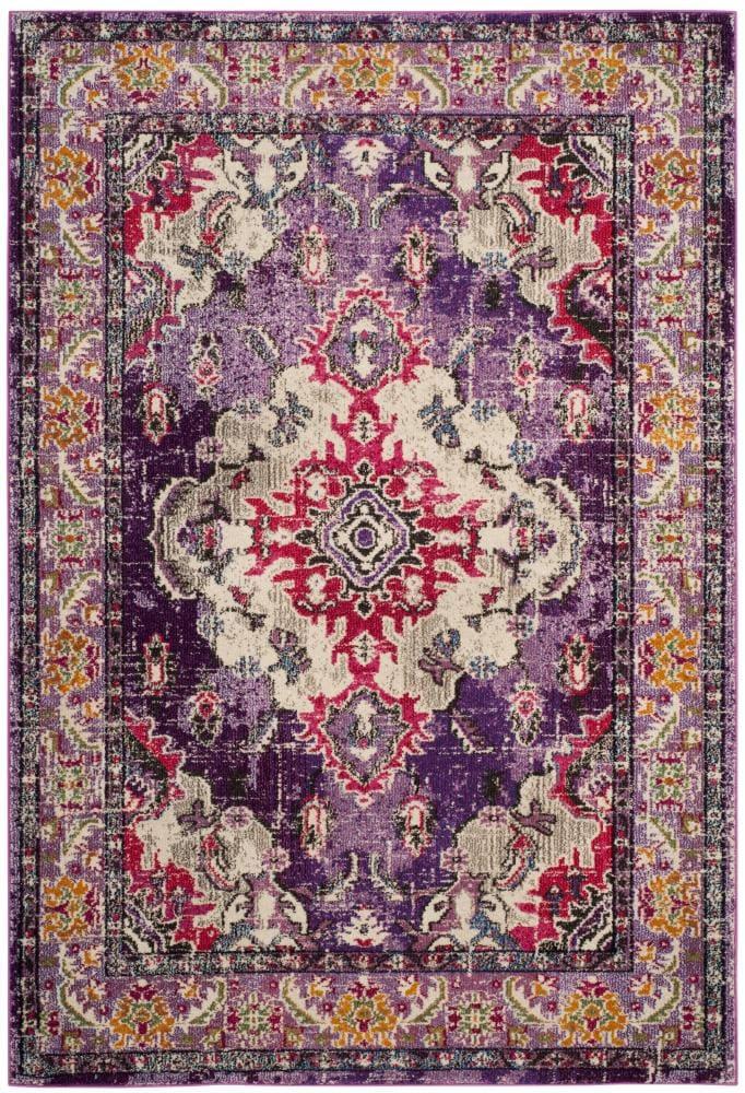 Monaco MNC243 Power Loomed Indoor Area Rug - Violet/Fuchsia - 5'1"x7'7" - Safavieh.