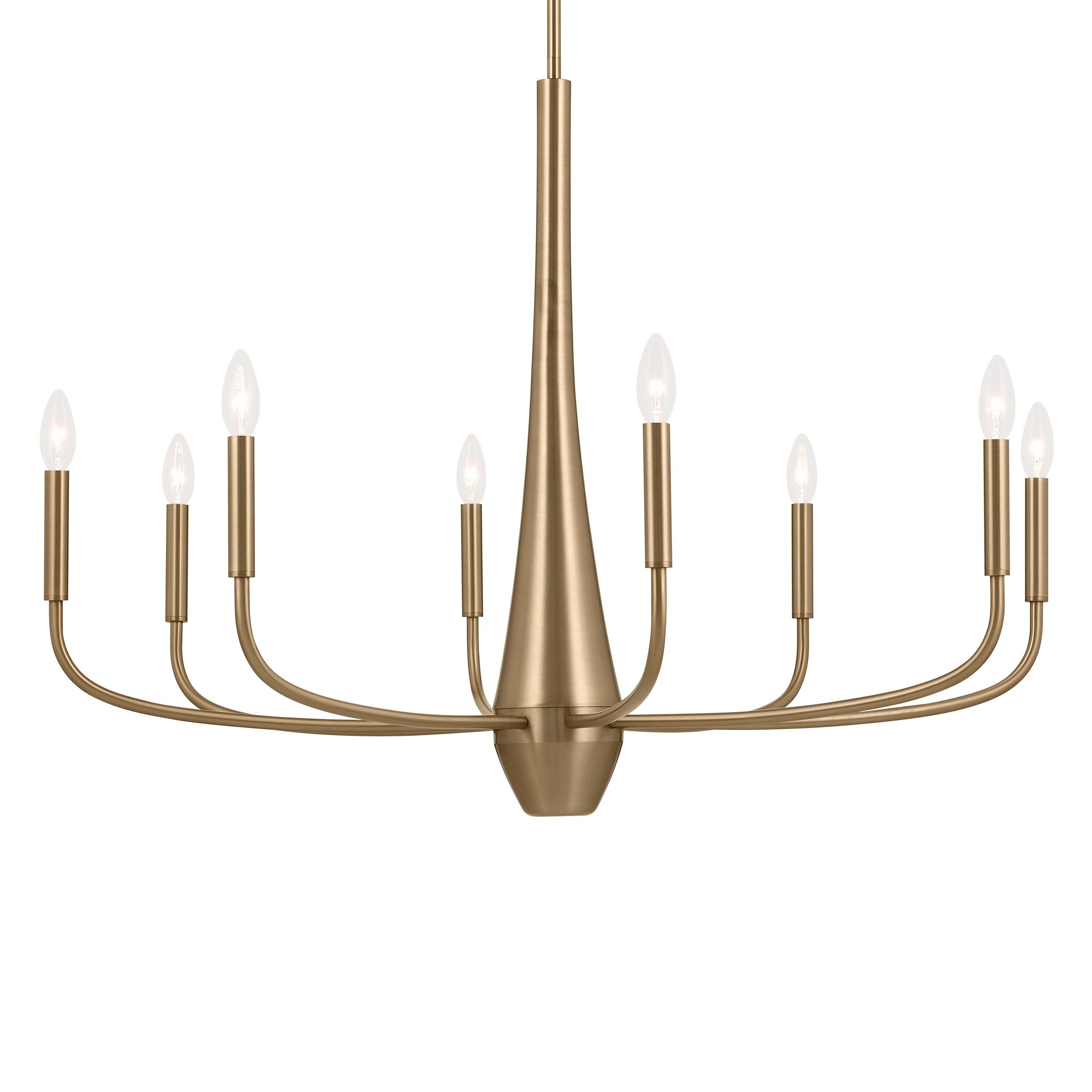 Kichler Deela 8-Light Chandelier, Modern Light in Champagne Bronze, Sloped Ceiling Compatible, for Over Long Oval Dining Room Table (41" x 18.5" x 27"), 52528CPZ