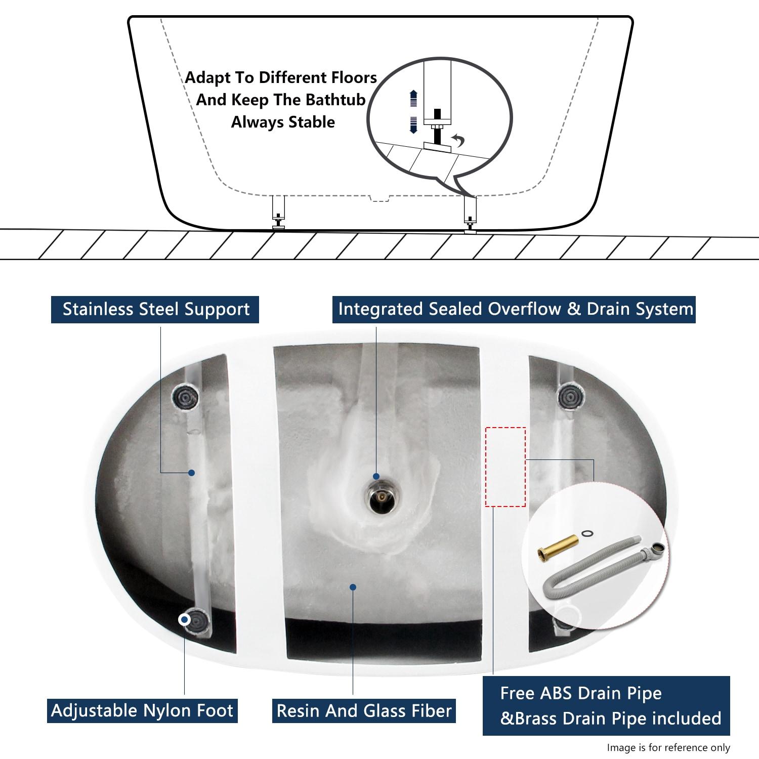 FerdY Boracay 67" Acrylic Freestanding Bathtub With Chrome Drain