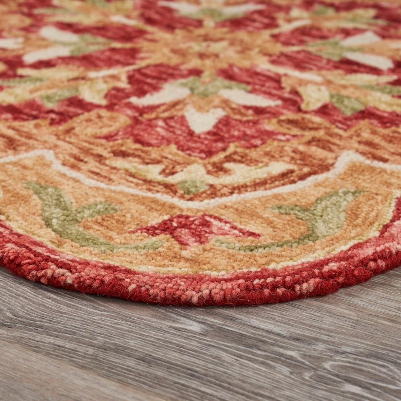 Ox Bay Rustic Floral Wool Tufted Indoor Area Rug, Red / Multi-color, 6 ft.